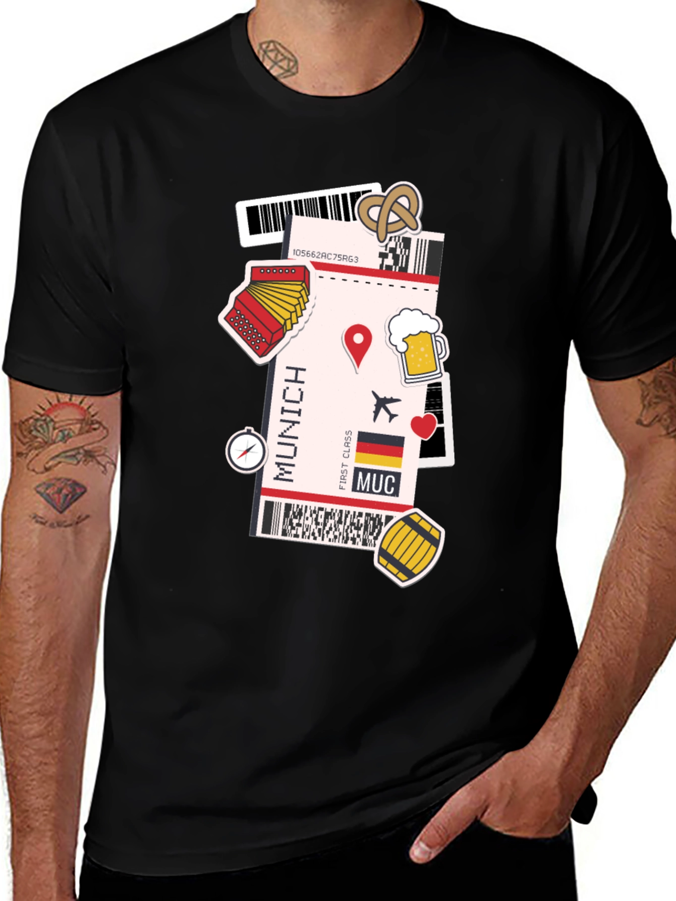 Munich Travel Ticket Graphic Tee - Oktoberfest Style