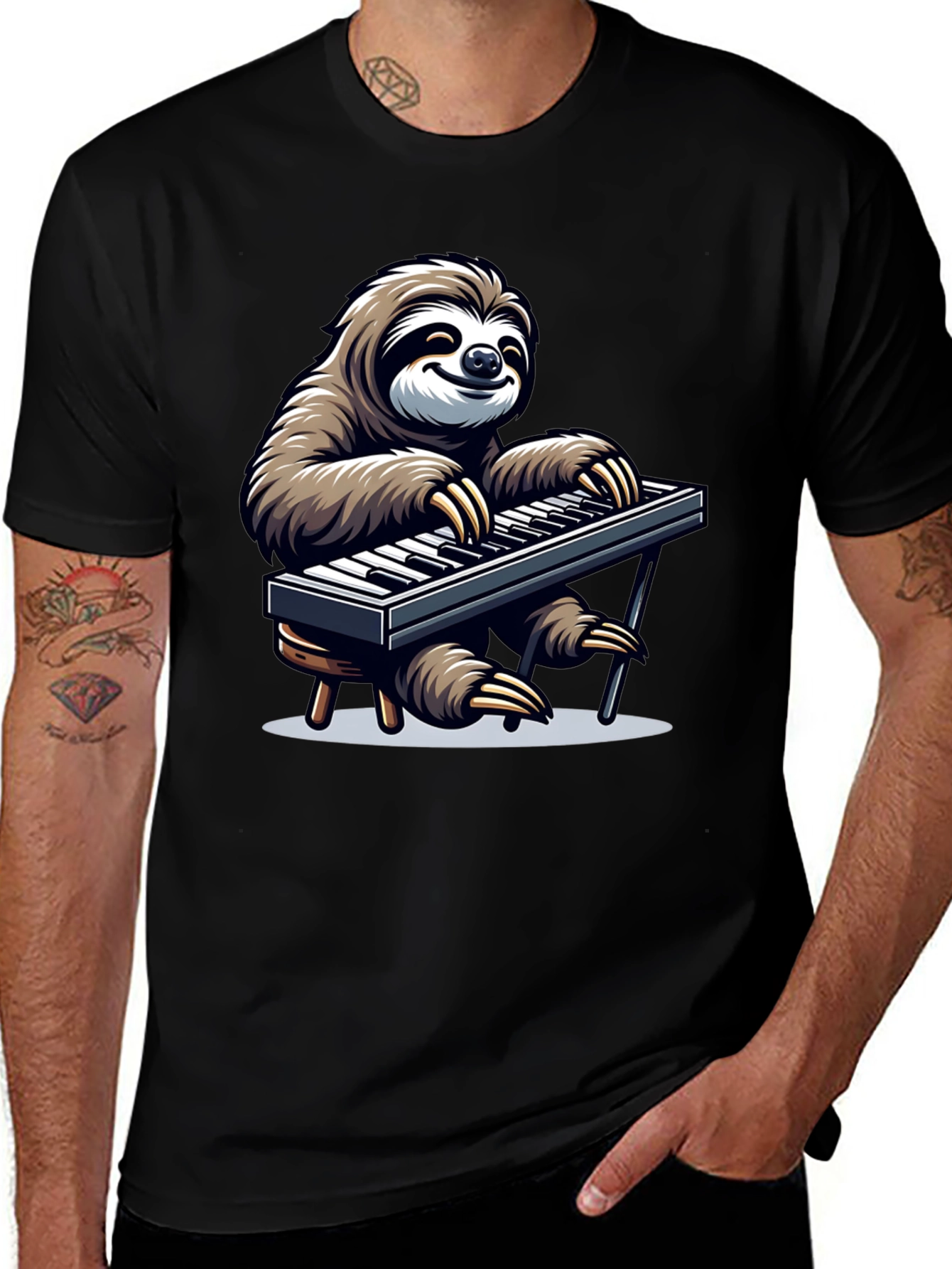 Variant 16 of Sloth Playing Piano T-Shirt - Unique Music Lover Tee