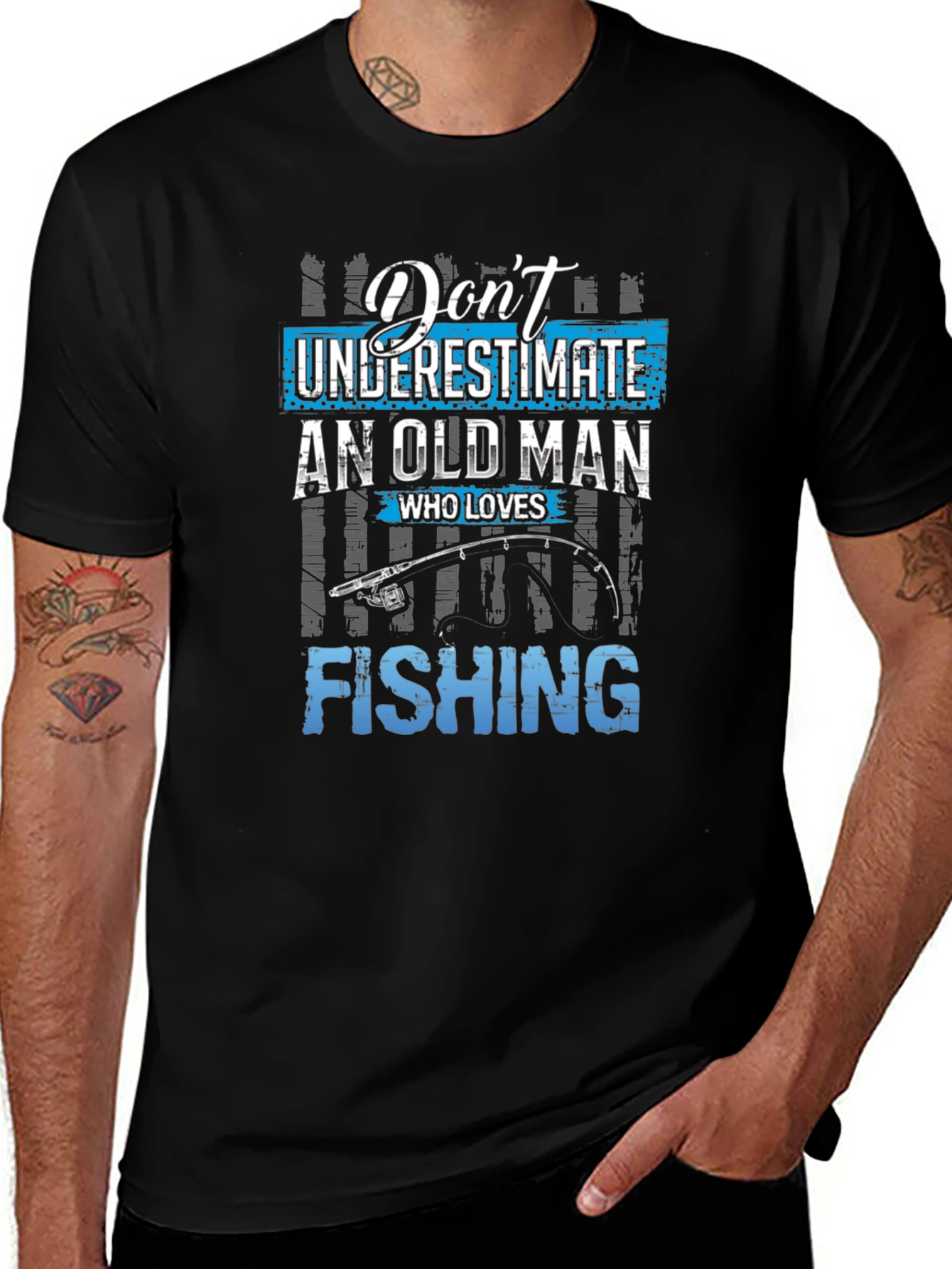 Variant 22 of Don't Underestimate Old Man Fishing Graphic Tee