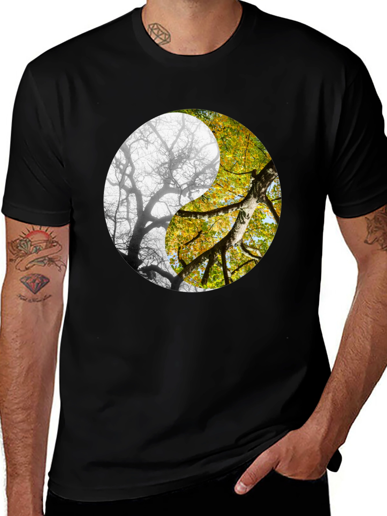 Variant 17 of Yin Yang Tree Graphic Tee