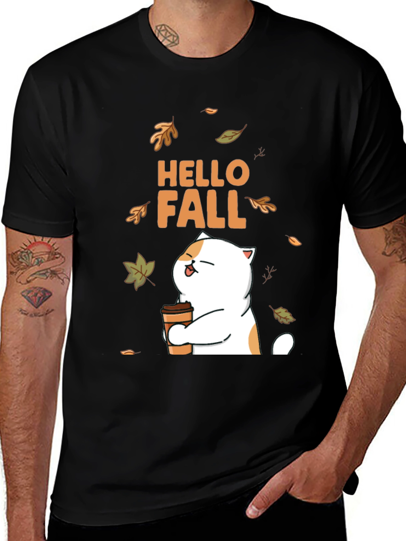 Variant 10 of Hello Fall Cat Coffee T-Shirt