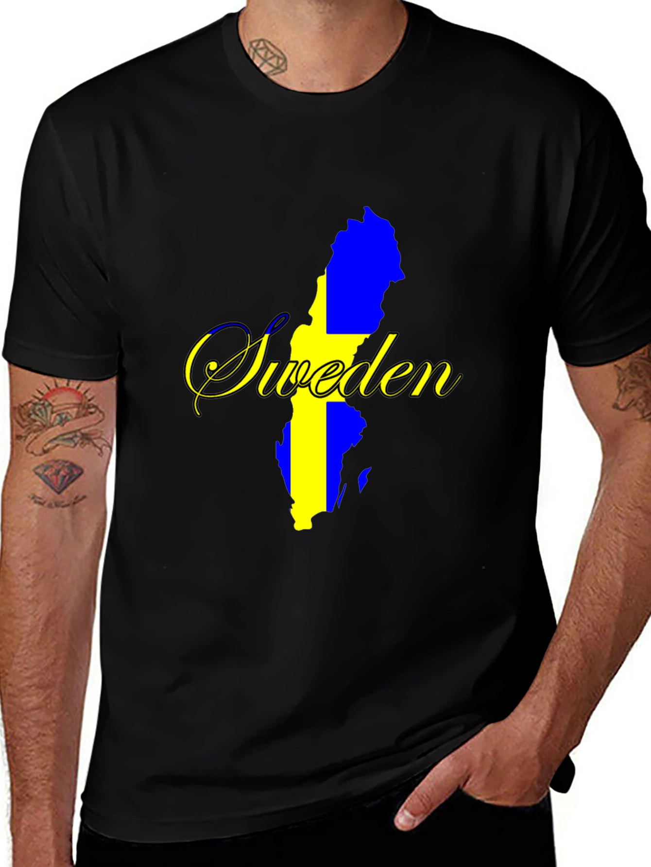 Sweden Map T-Shirt - National Pride Black Tee