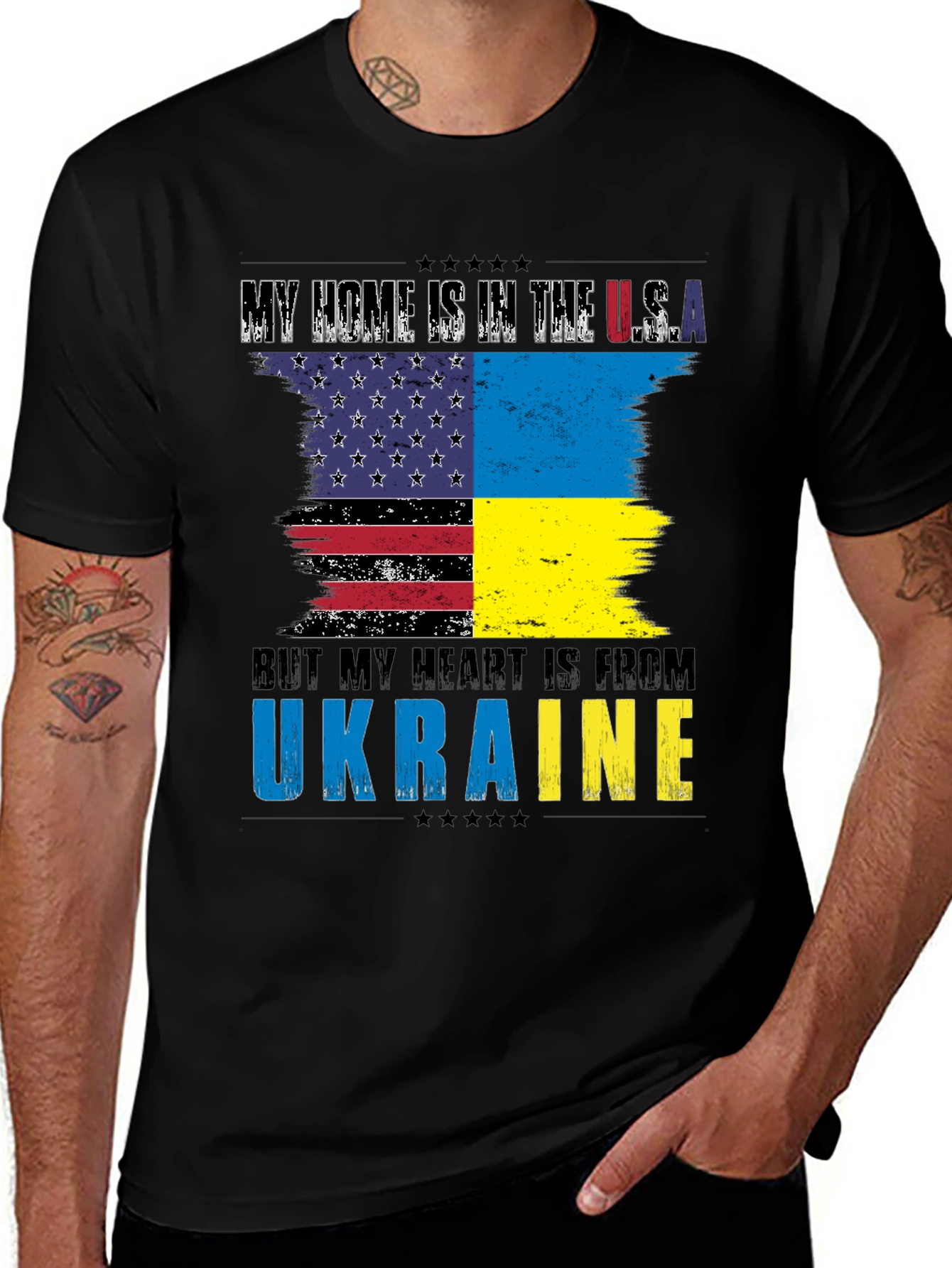 USA Ukraine Flag T-Shirt Patriot Support
