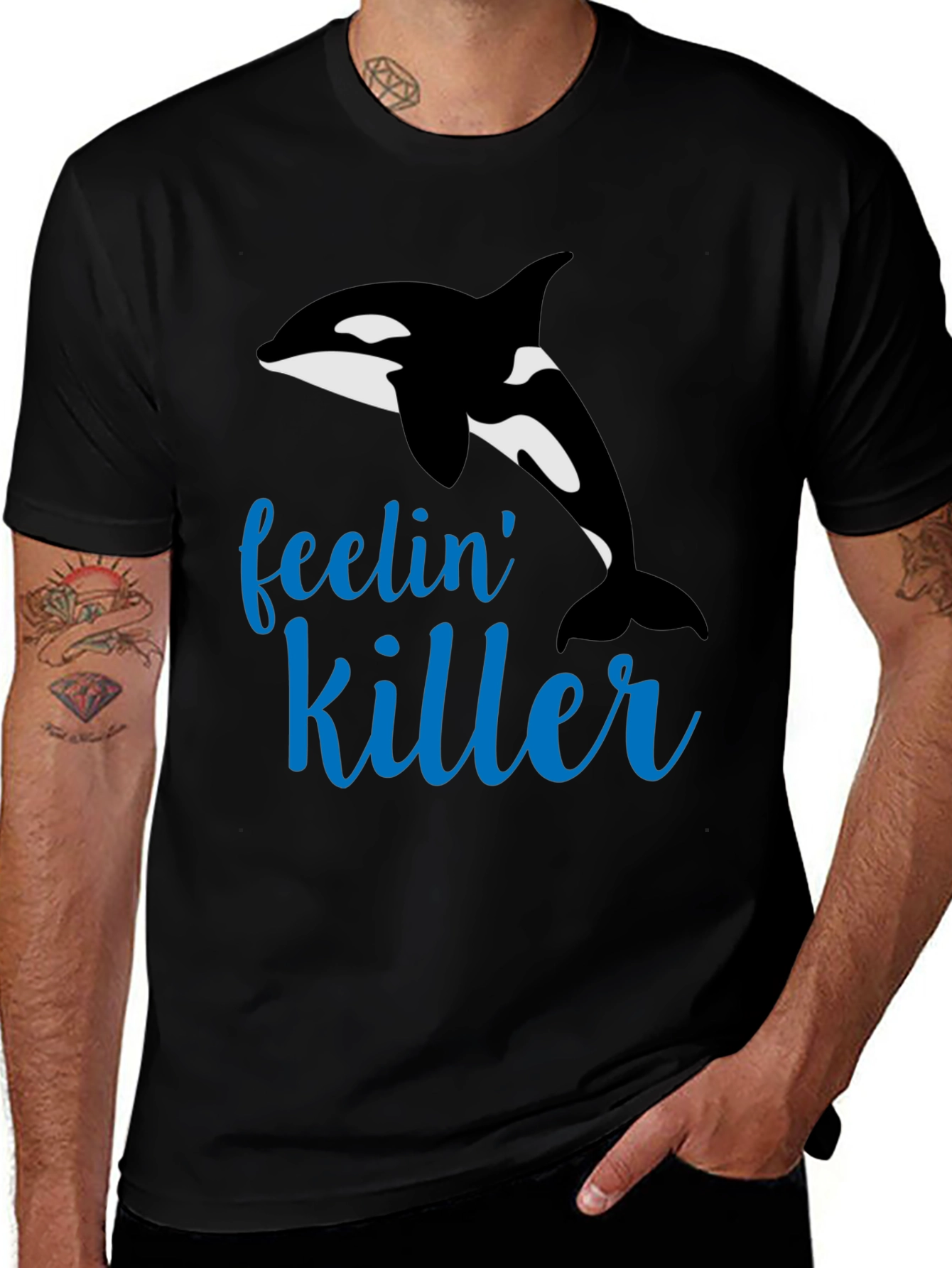Variant 7 of Feelin' Killer Whale Black T-Shirt