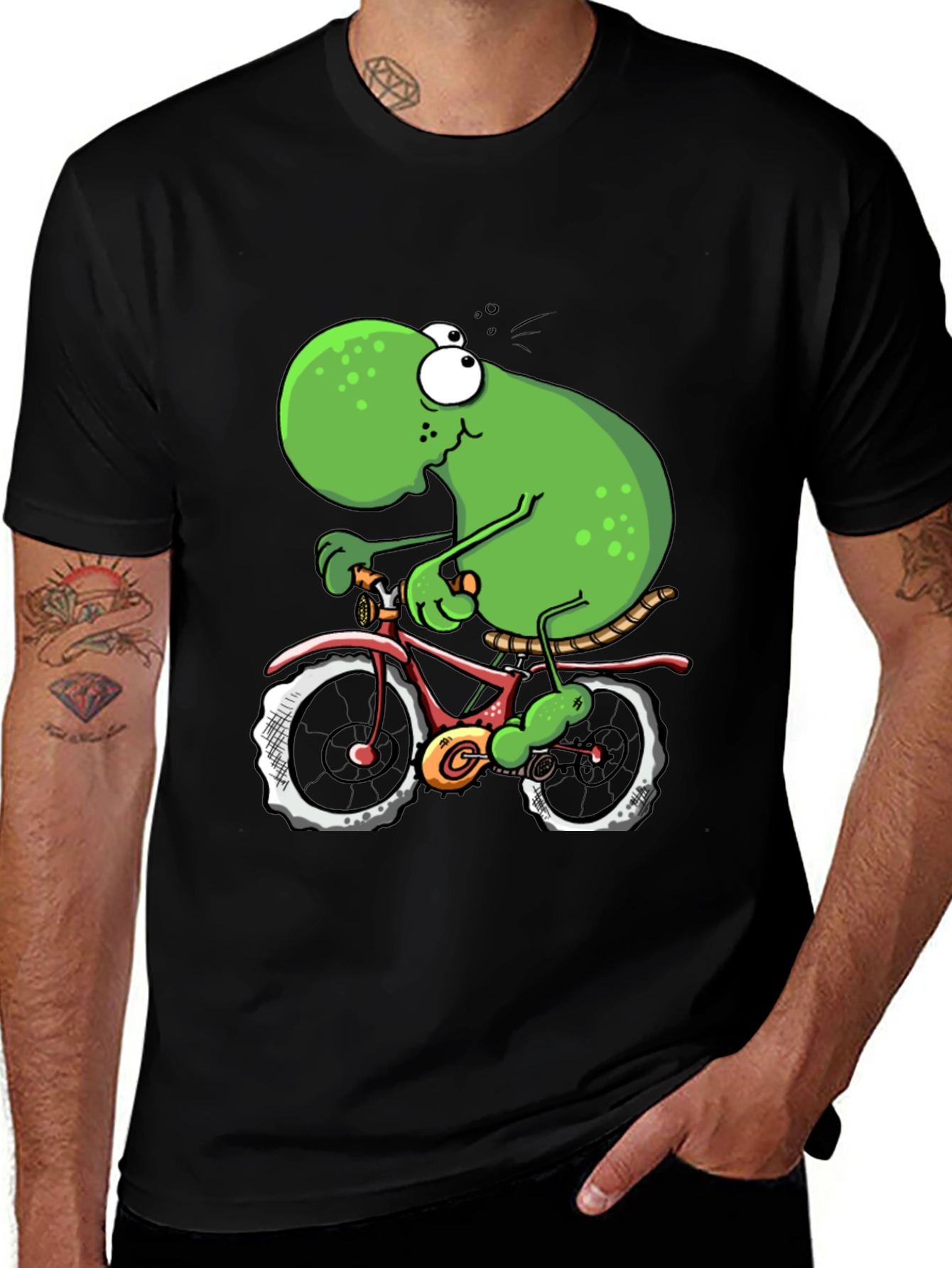 Variant 4 of Funny Green Blob on Bike T-Shirt