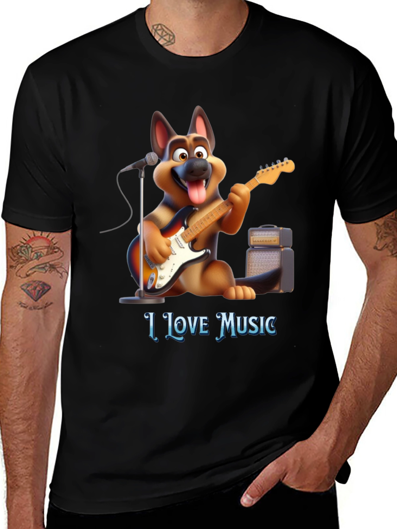 Variant 26 of I Love Music Dog T-Shirt