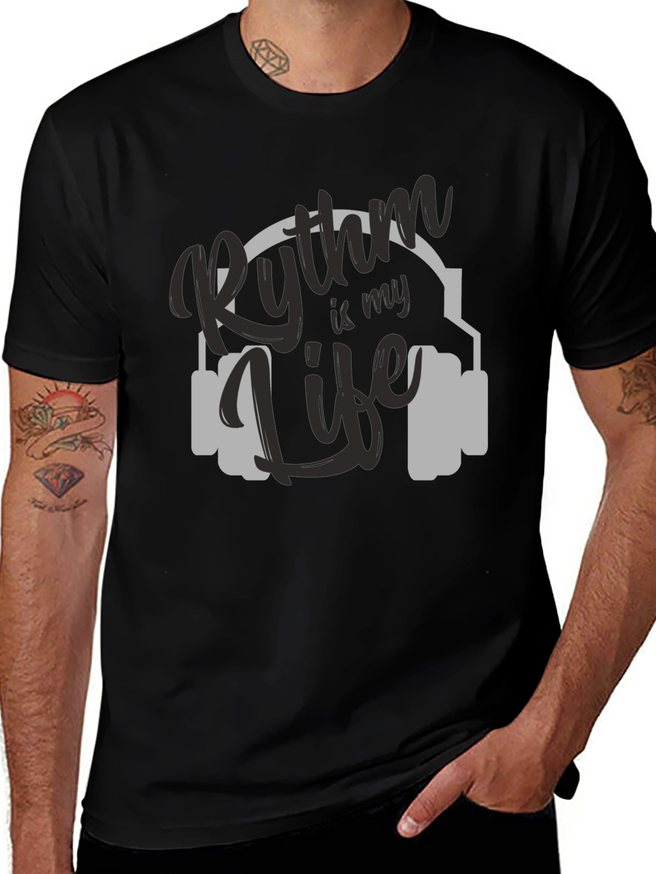 Variant 22 of Rhythm is My Life Black Graphic Tee
