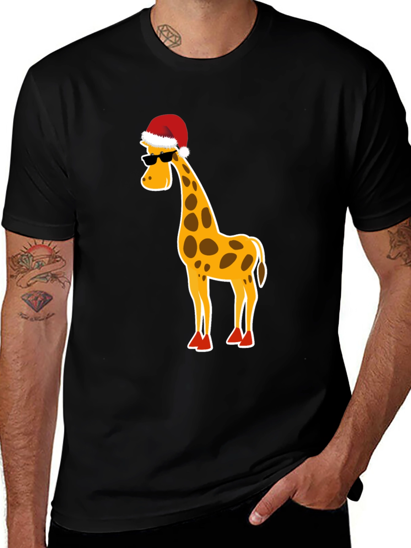Variant 13 of Festive Giraffe T-Shirt: Holiday Humor Apparel
