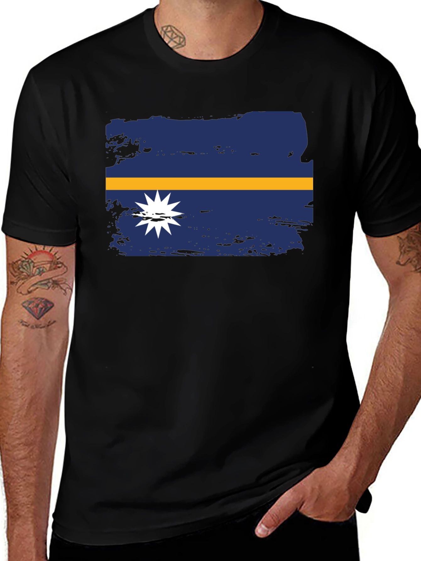 Variant 27 of Nauru Flag T-Shirt - National Pride Tee