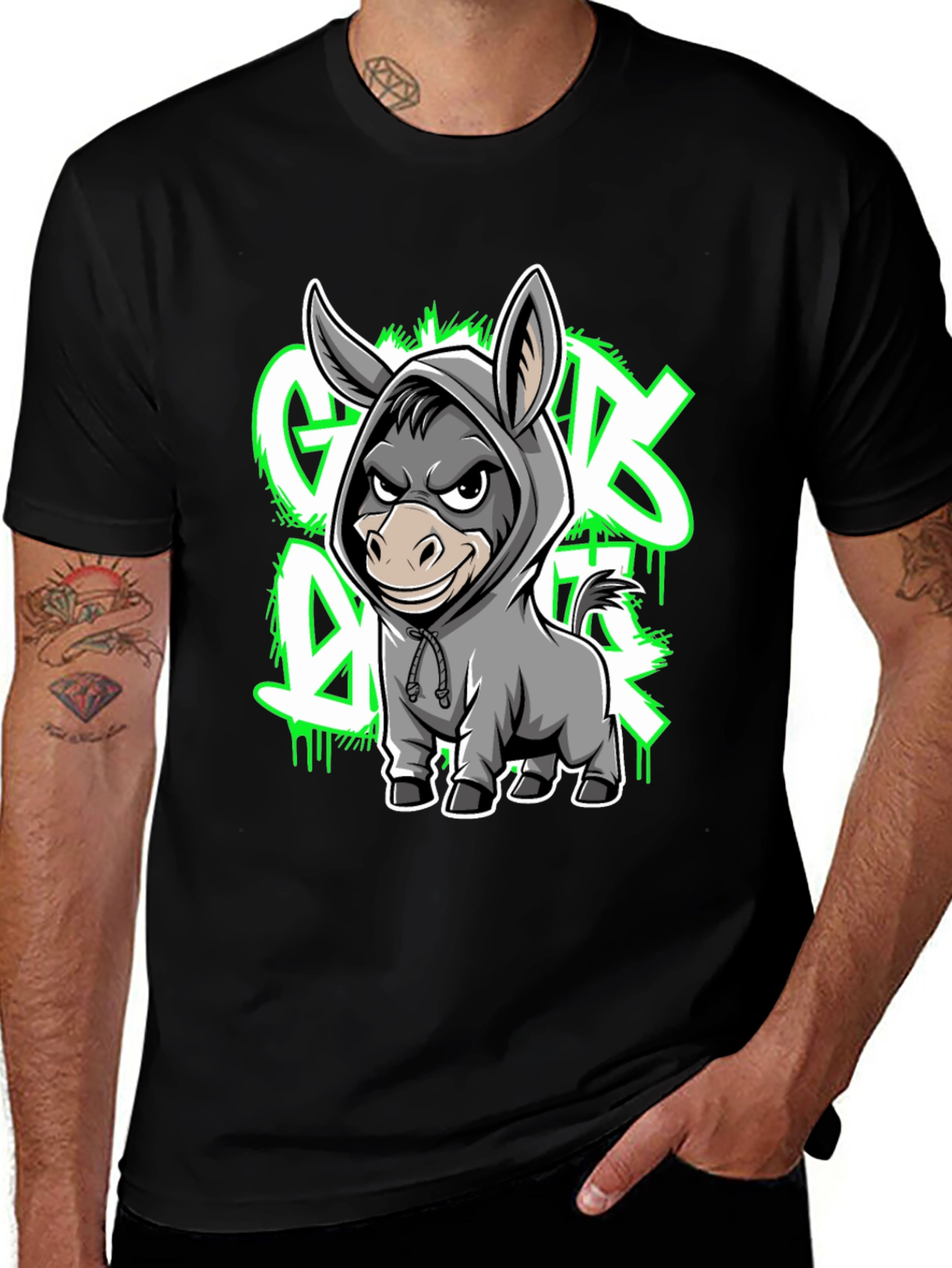 Variant 15 of Graphic Tee - Cartoon Donkey in Hoodie