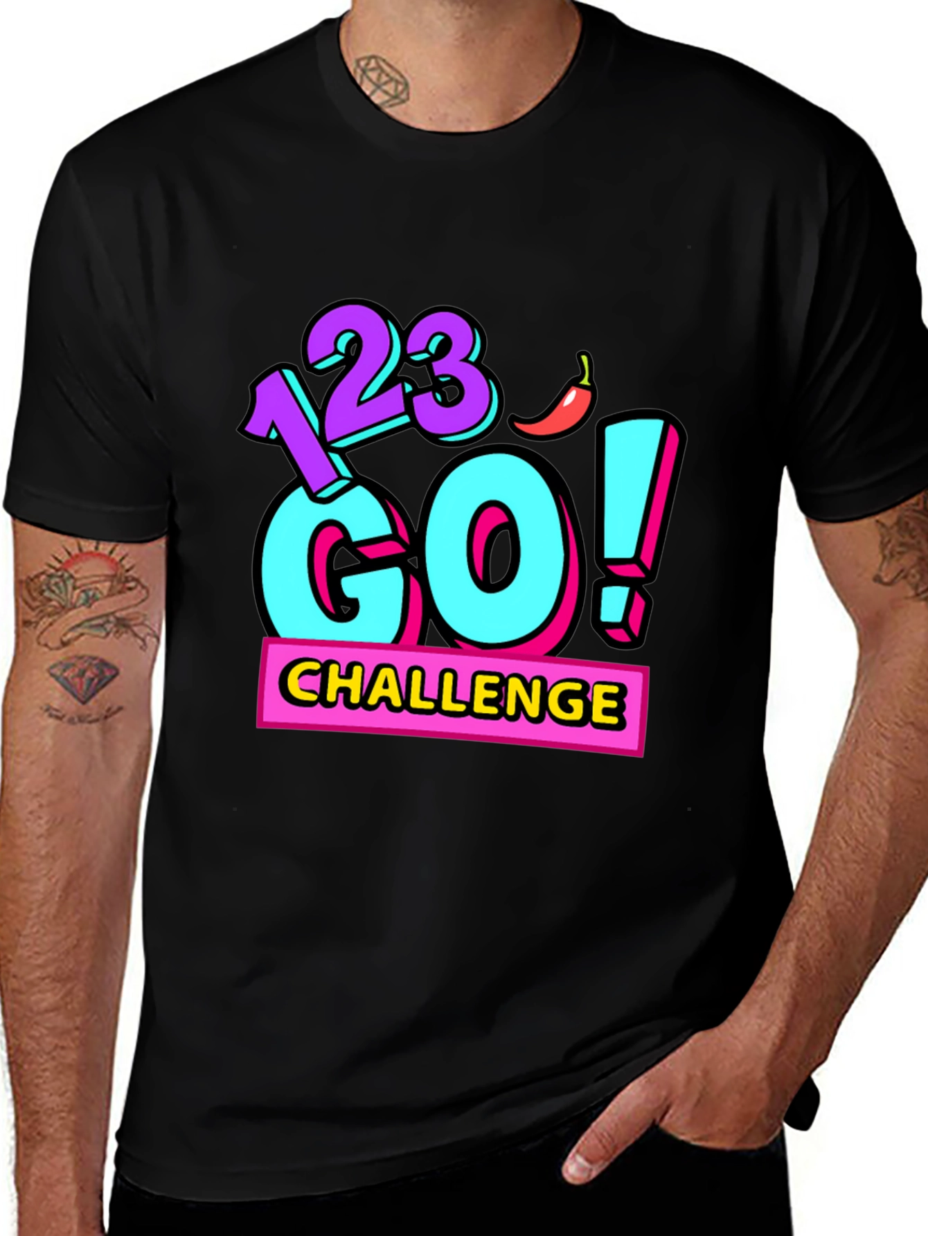 Variant 30 of 123 Go! Challenge Graphic Tee - Black Cotton Blend