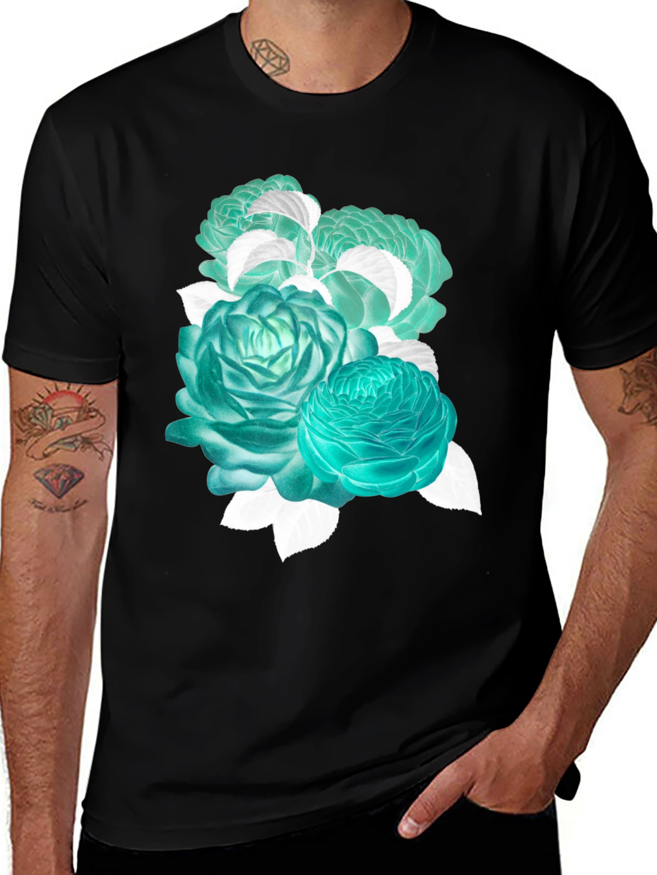 Variant 17 of Floral Graphic Tee - Stylish Black Cotton T-Shirt