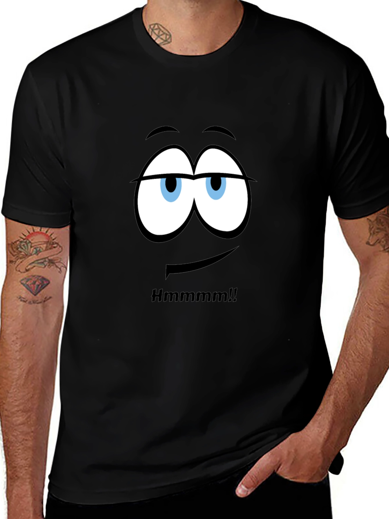Hmmmm Funny Graphic T-Shirt - Unisex Black Tee
