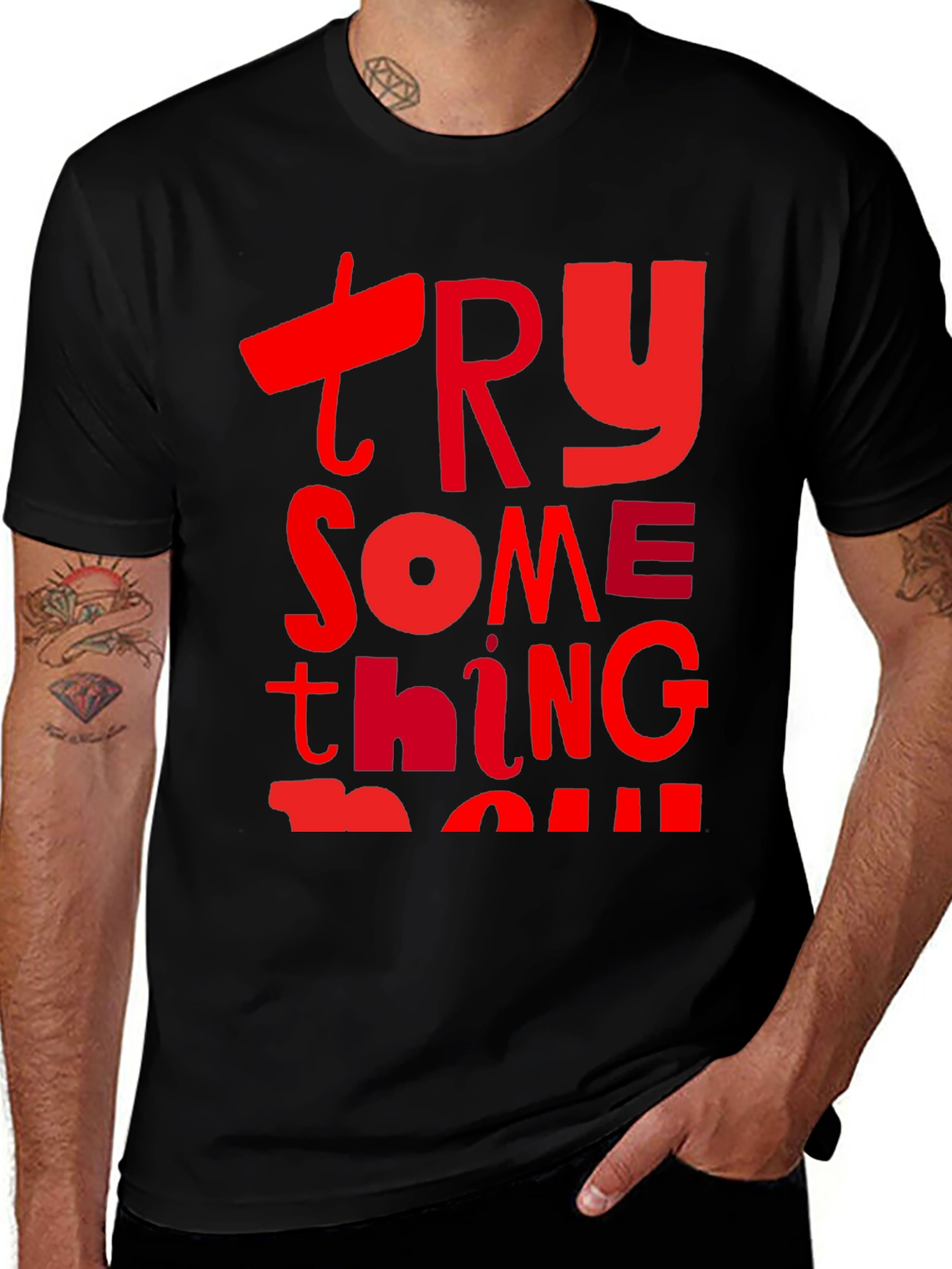 Variant 5 of Try Something New Graphic T-Shirt - Black