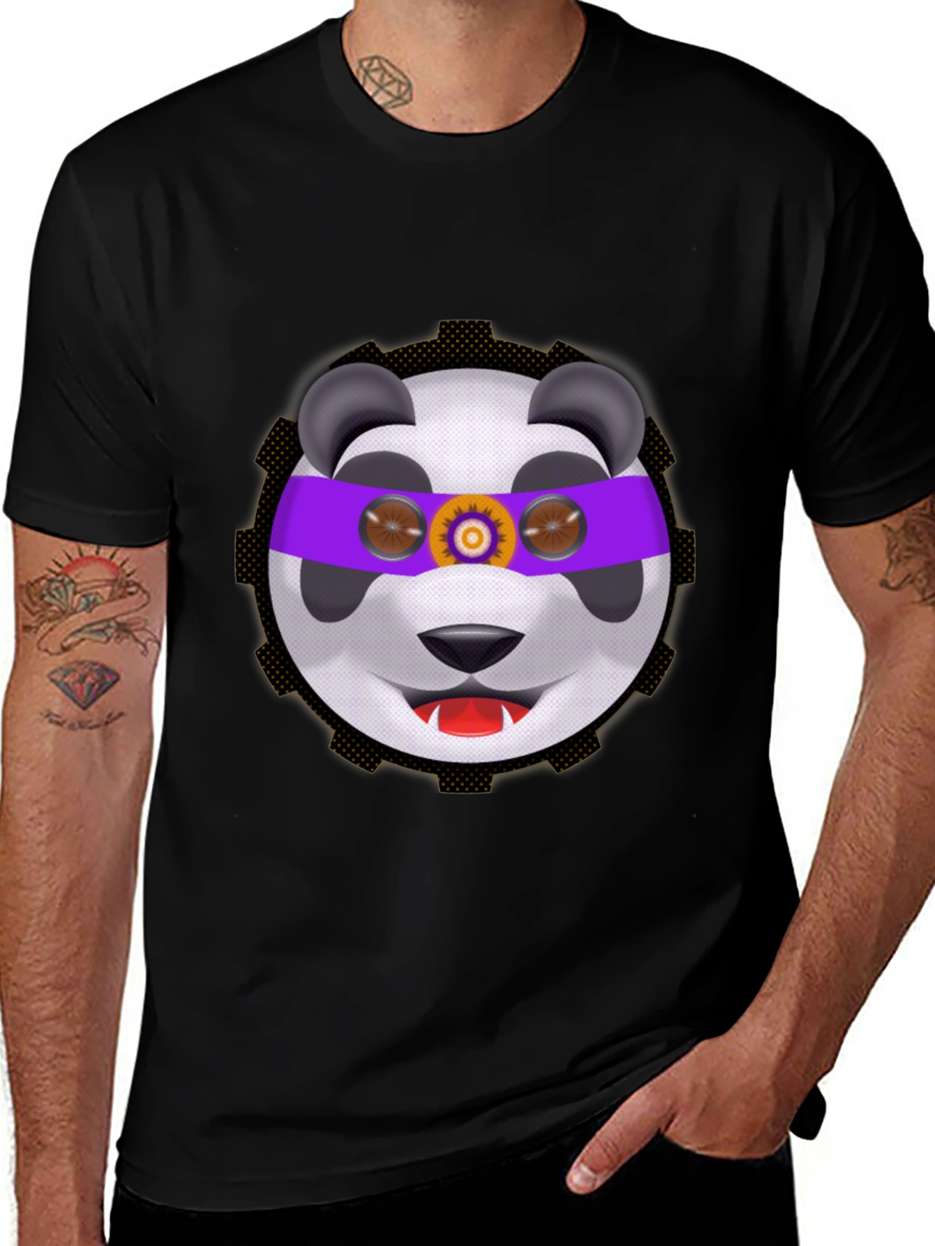 Variant 24 of Panda Mask T-Shirt - Funny Cartoon Bear Tee