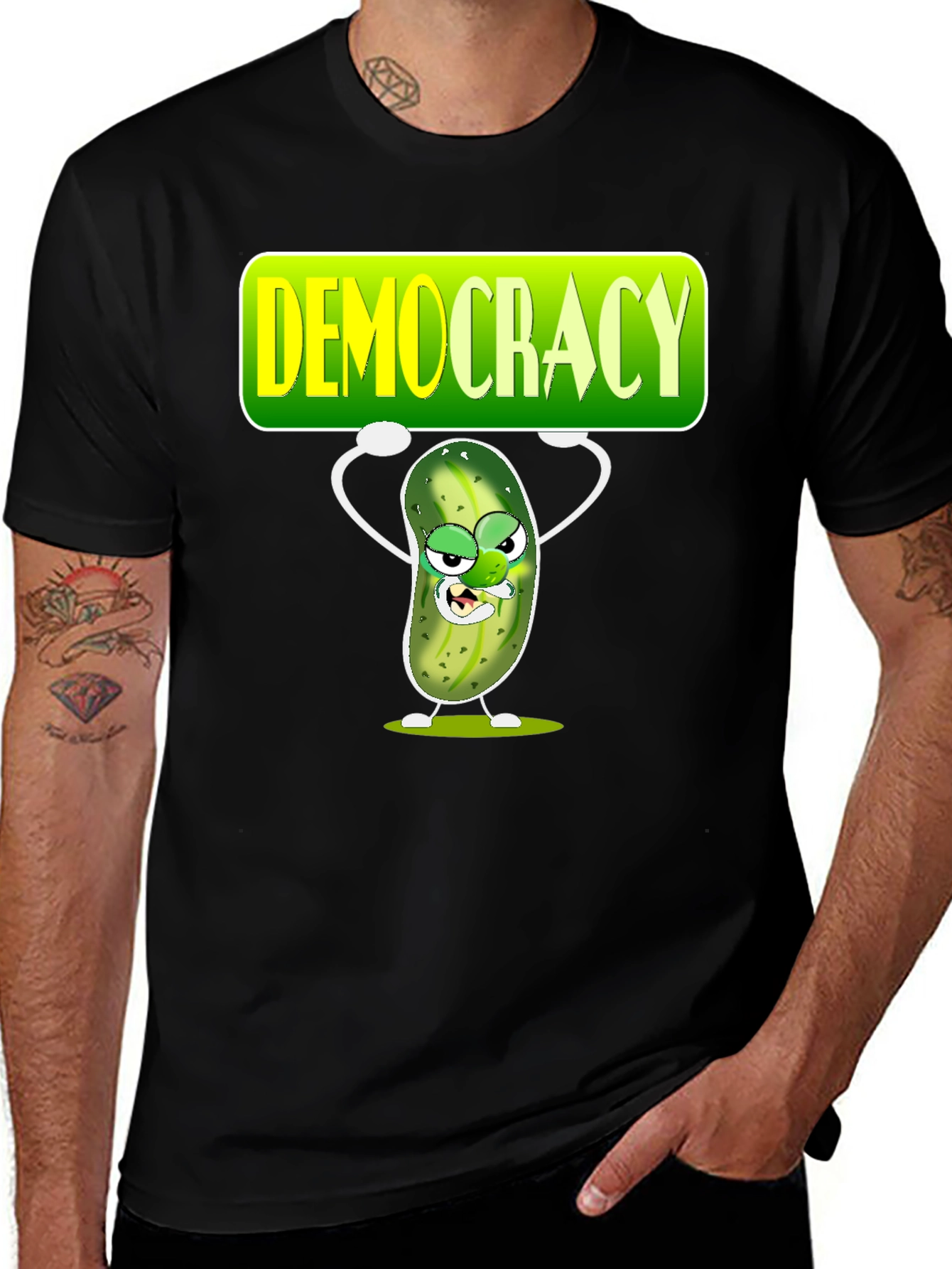 Variant 21 of Democracy Pickle Cartoon Graphic T-Shirt
