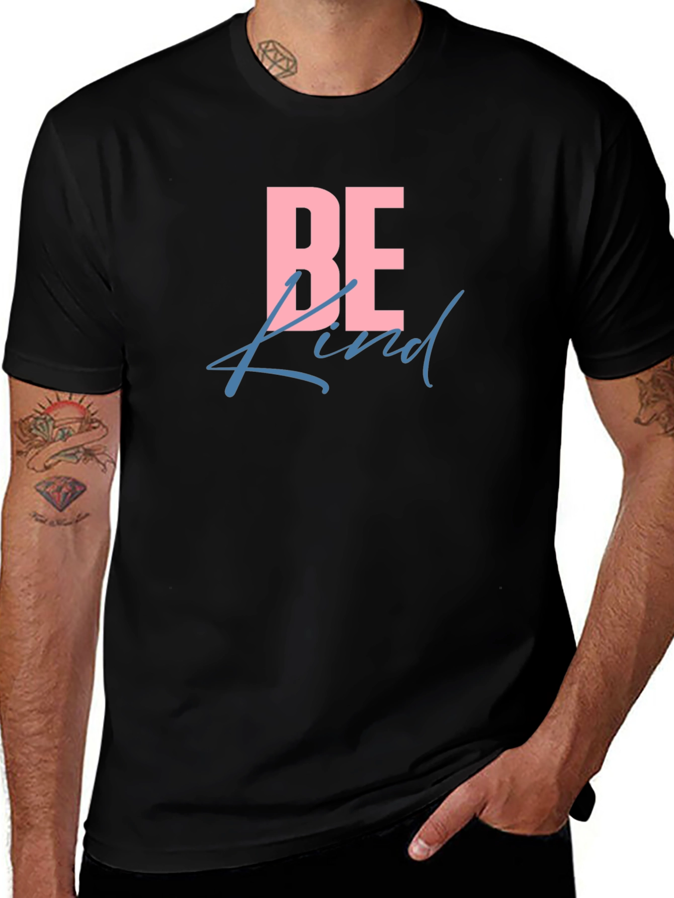 Variant 17 of Be Kind Black T-Shirt - Positive Message Tee