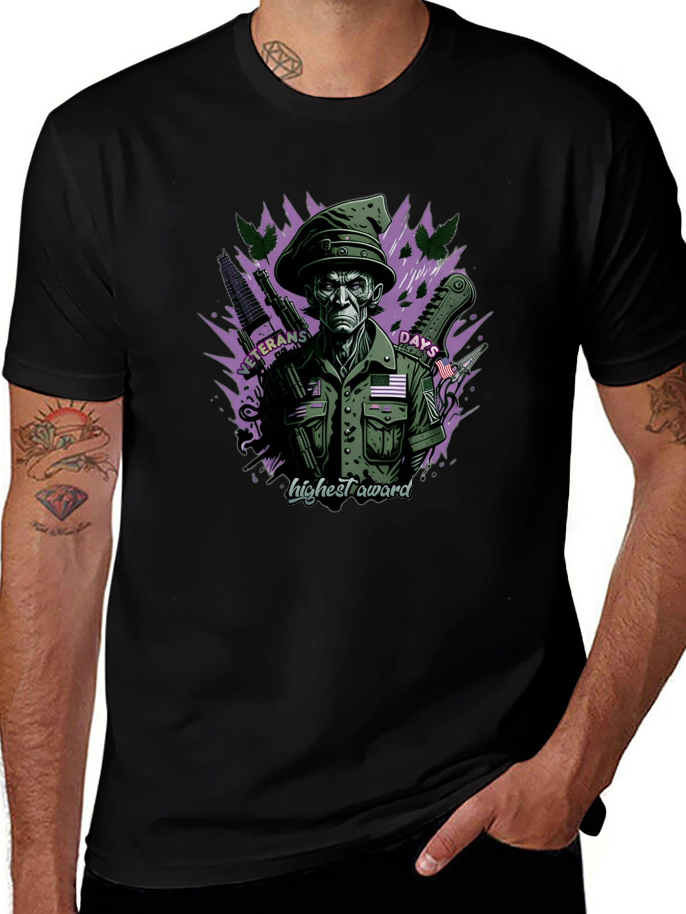 Black Veterans Days Highest Award Black T-Shirt main image