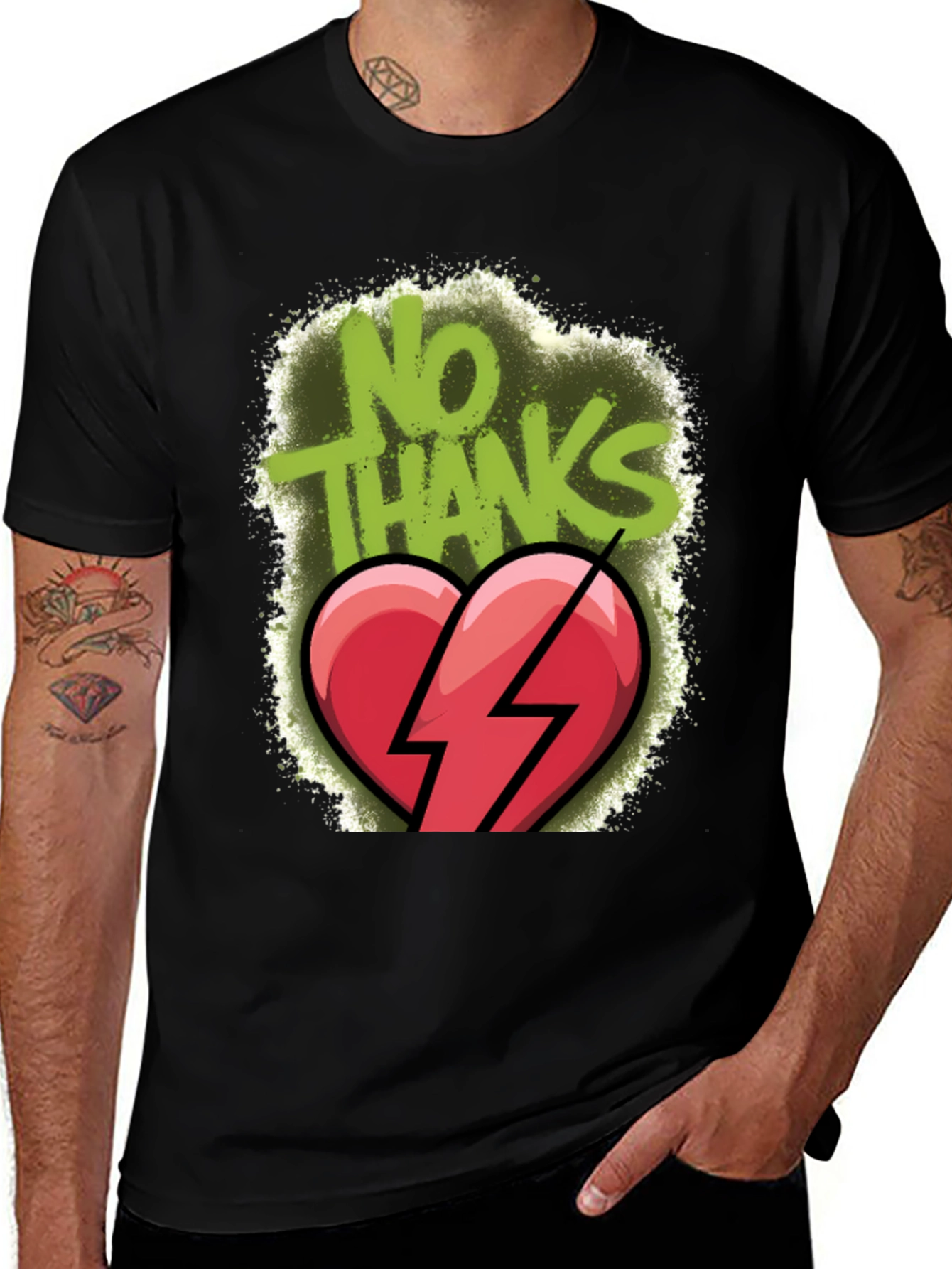 No Thanks Broken Heart Graphic T-Shirt