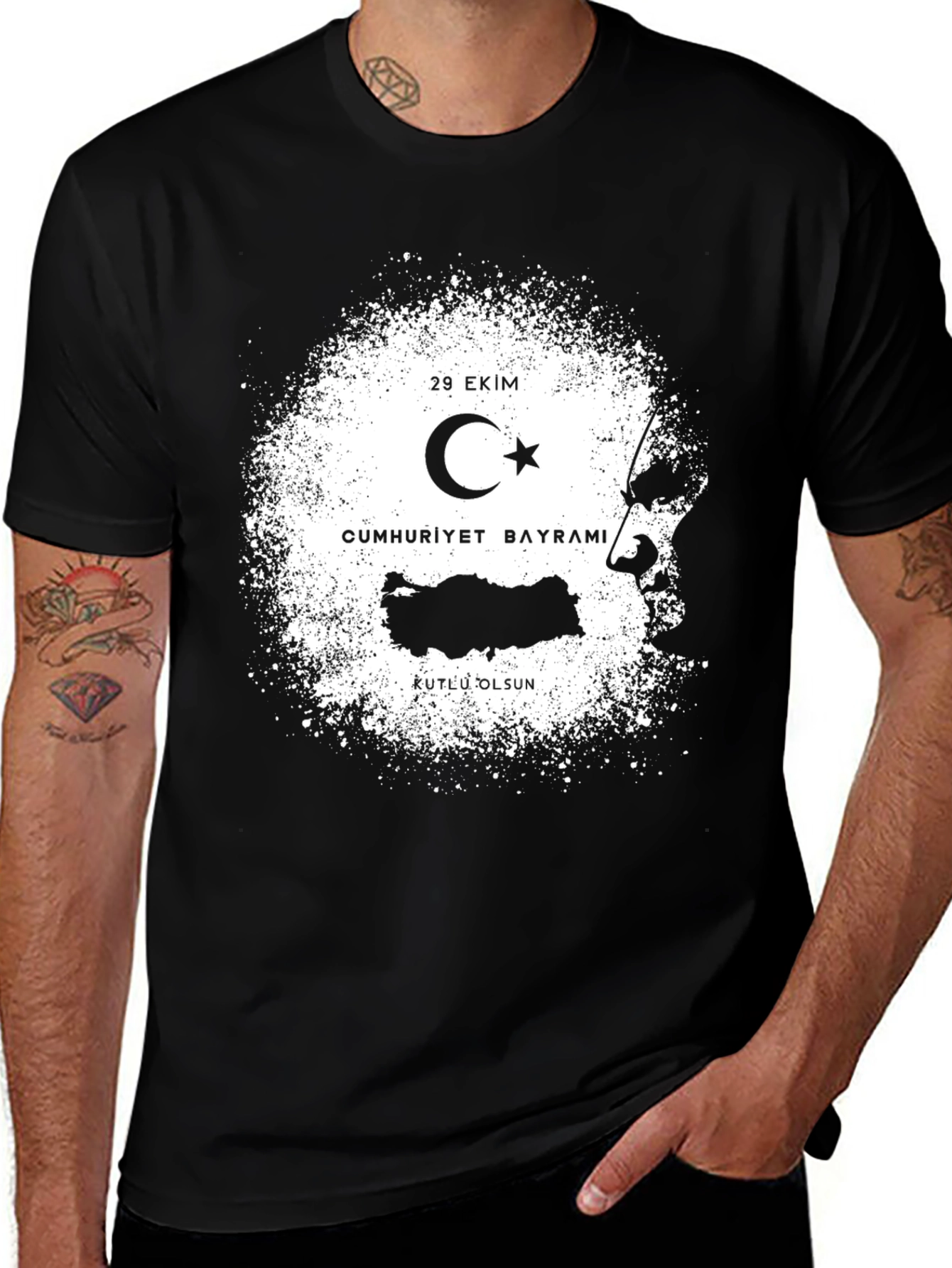 Variant 11 of Black T-Shirt: Turkish Republic Day Design
