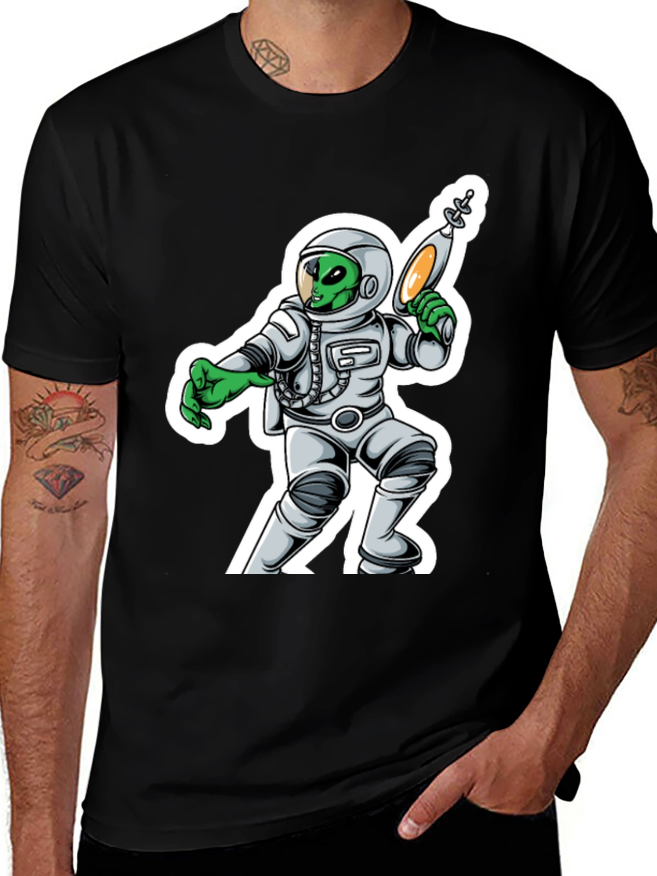 Variant 14 of Alien Astronaut Graphic T-Shirt - Black