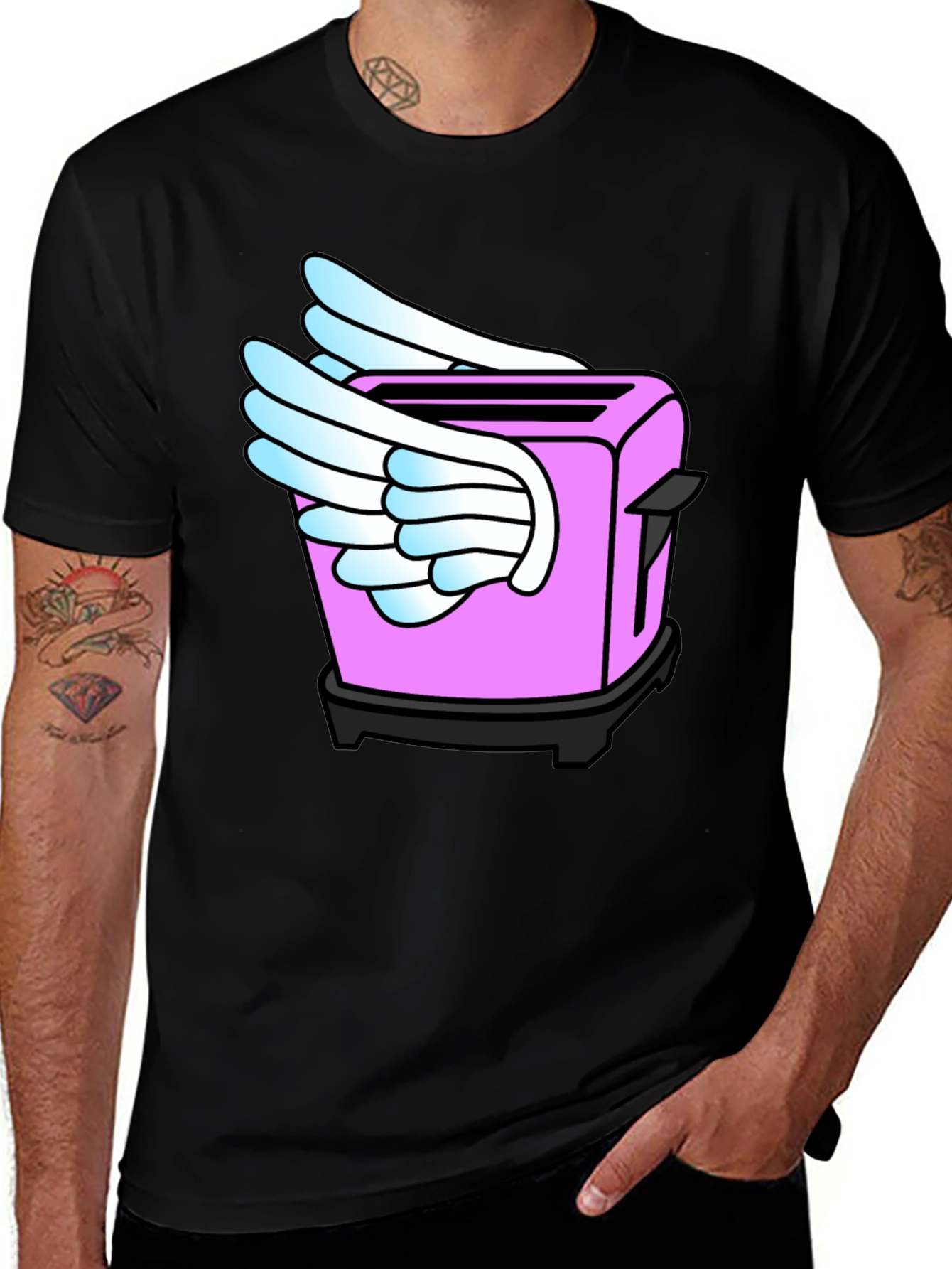 Variant 28 of Whimsical Toaster Wings Black T-Shirt