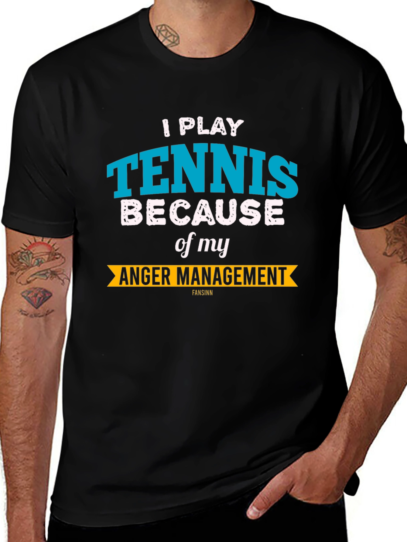 Variant 28 of Tennis Anger Management Black T-Shirt