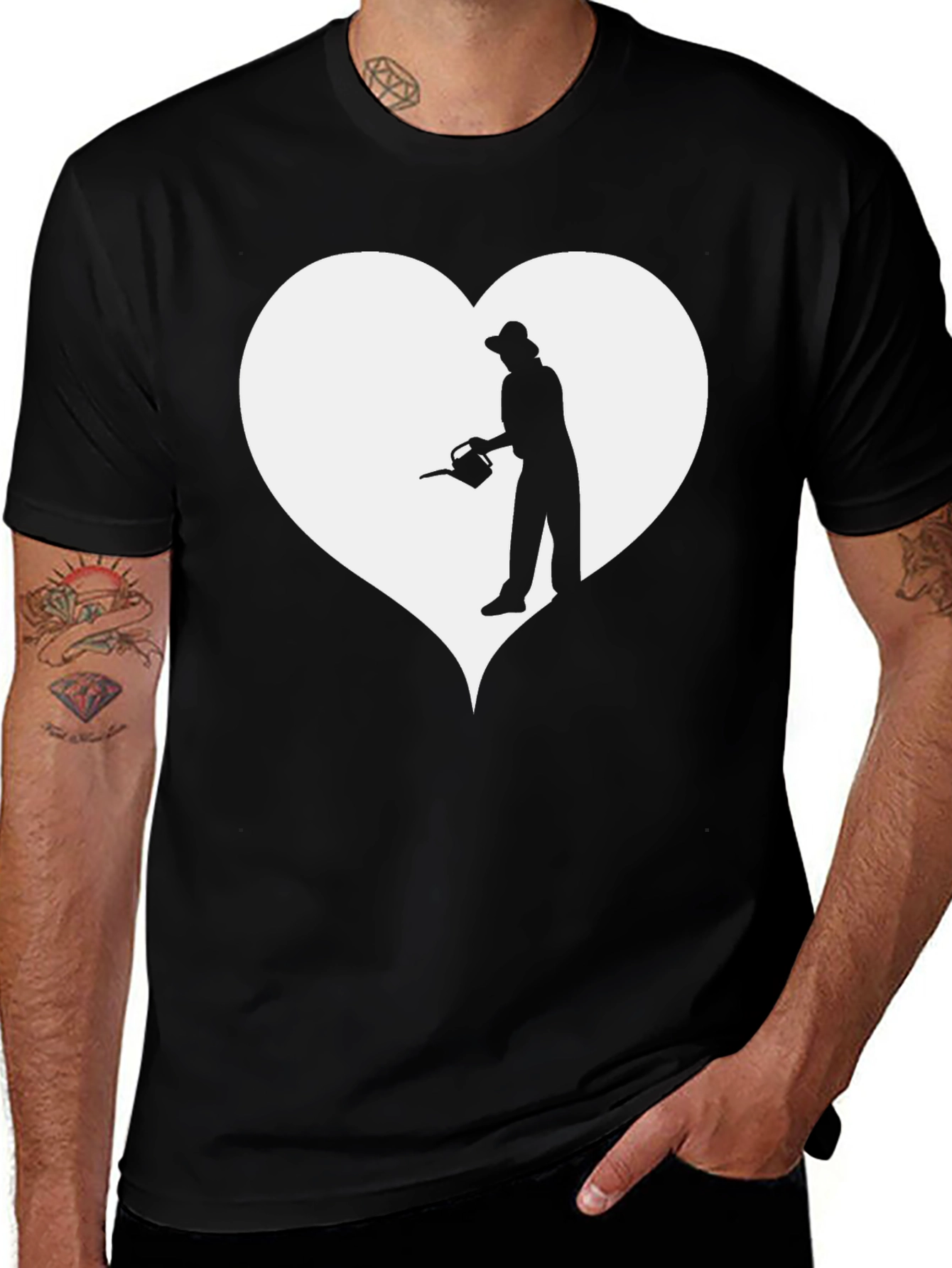 Variant 4 of Gardener's Heart Tee - Black Cotton Graphic T-Shirt