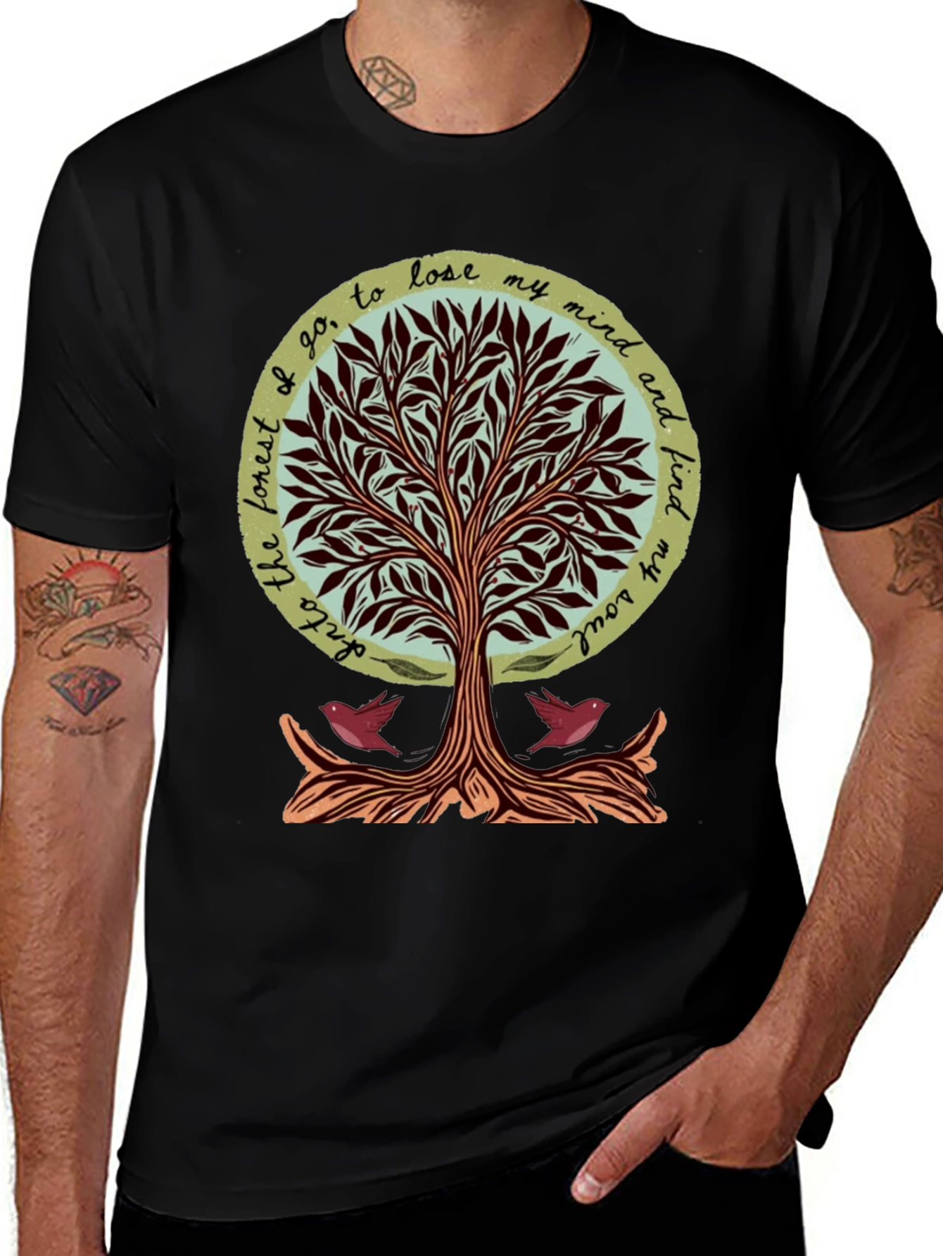Variant 23 of Into the Forest T-Shirt: Mind, Soul, Tree Design