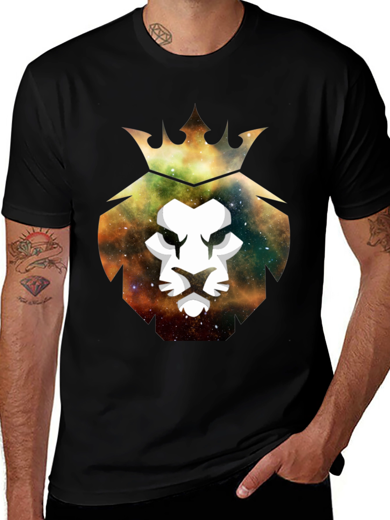 Black Galaxy Lion King Graphic Tee - Stylish Men's T-Shirt main image