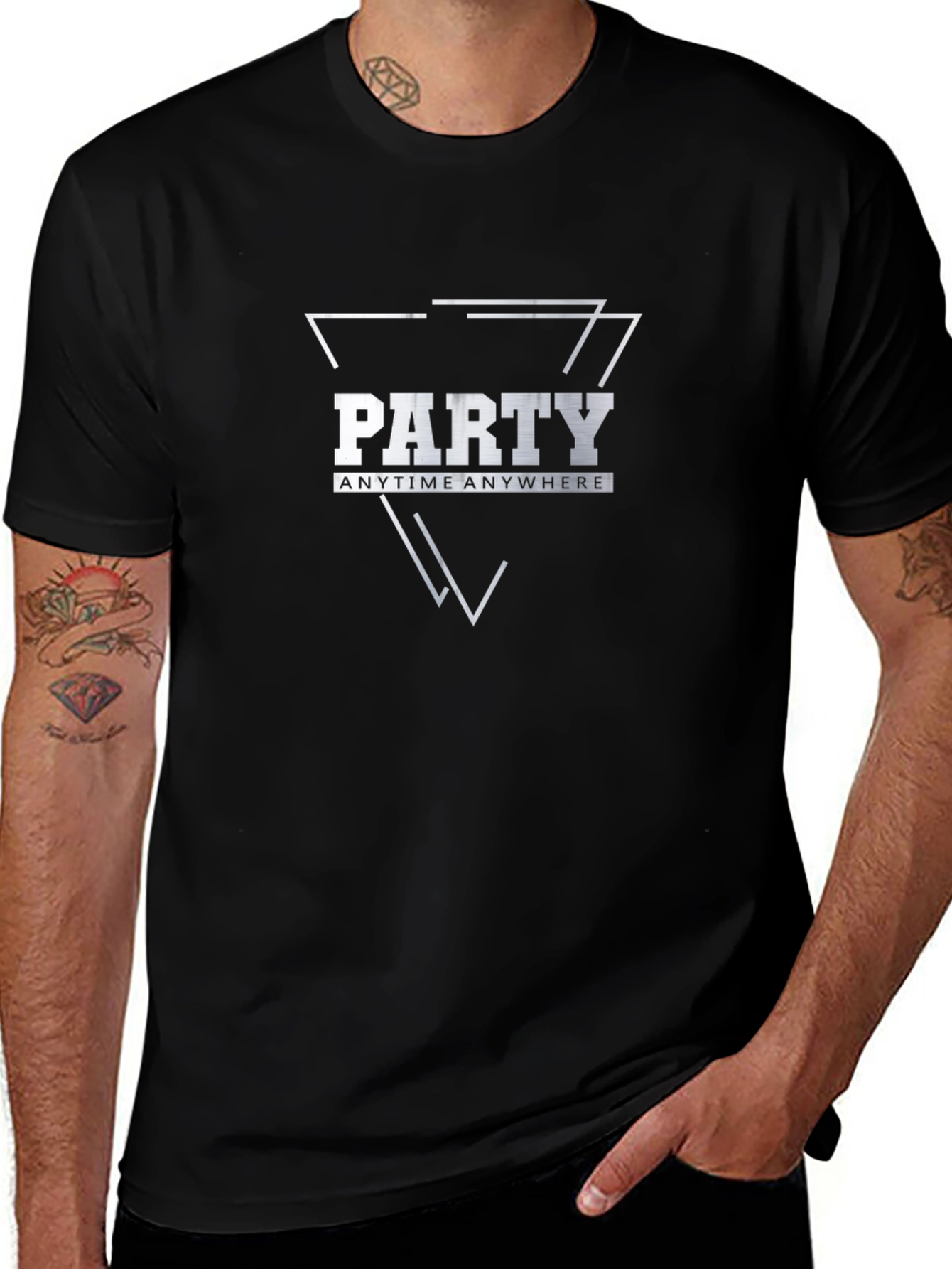 Variant 7 of Party Anytime Anywhere Black Graphic Tee