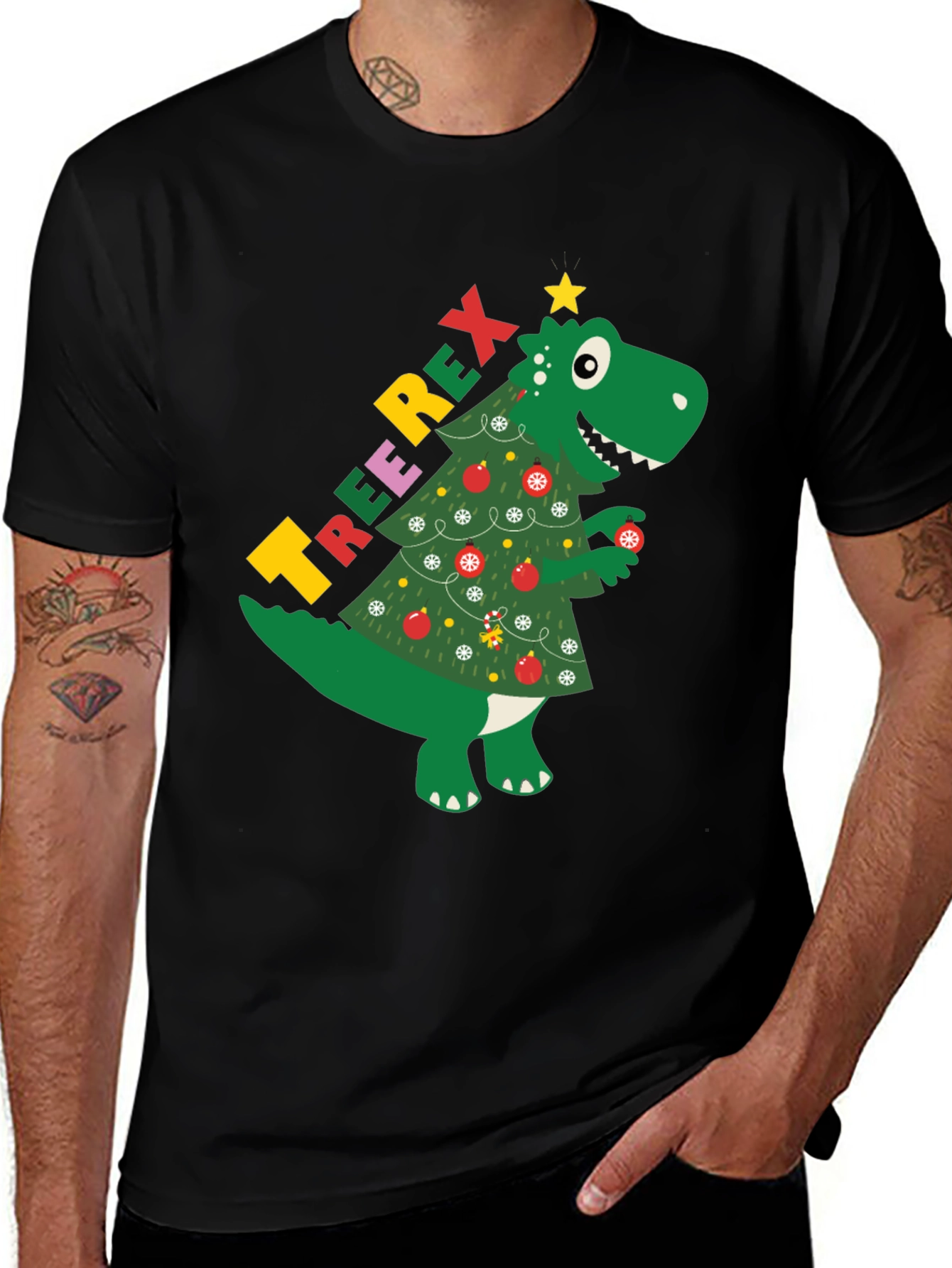 T-Ree Rex Christmas Tree Dinosaur Graphic Tee
