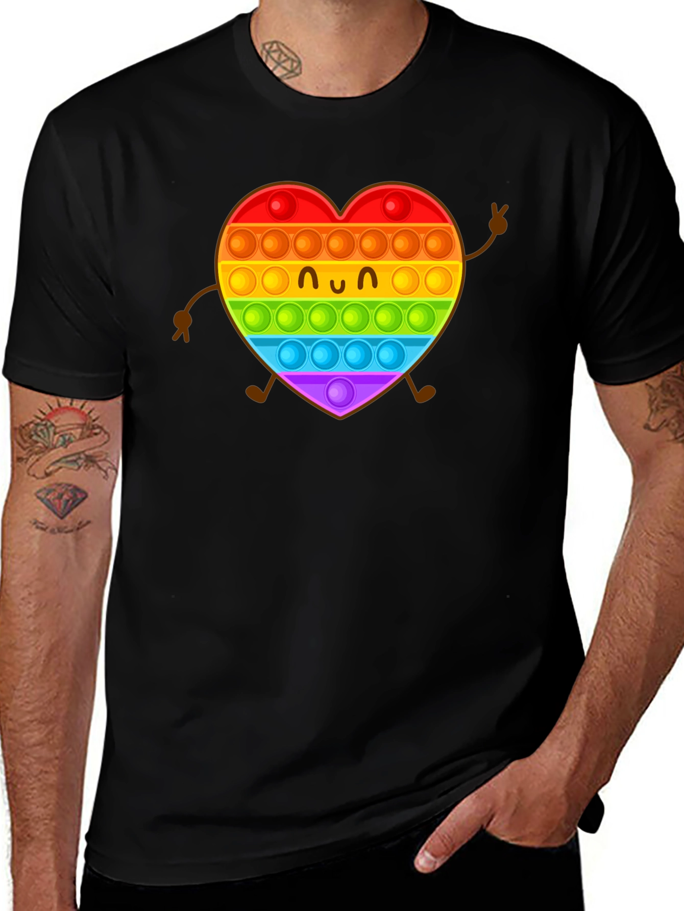 Variant 30 of Rainbow Heart Pop It Graphic Tee