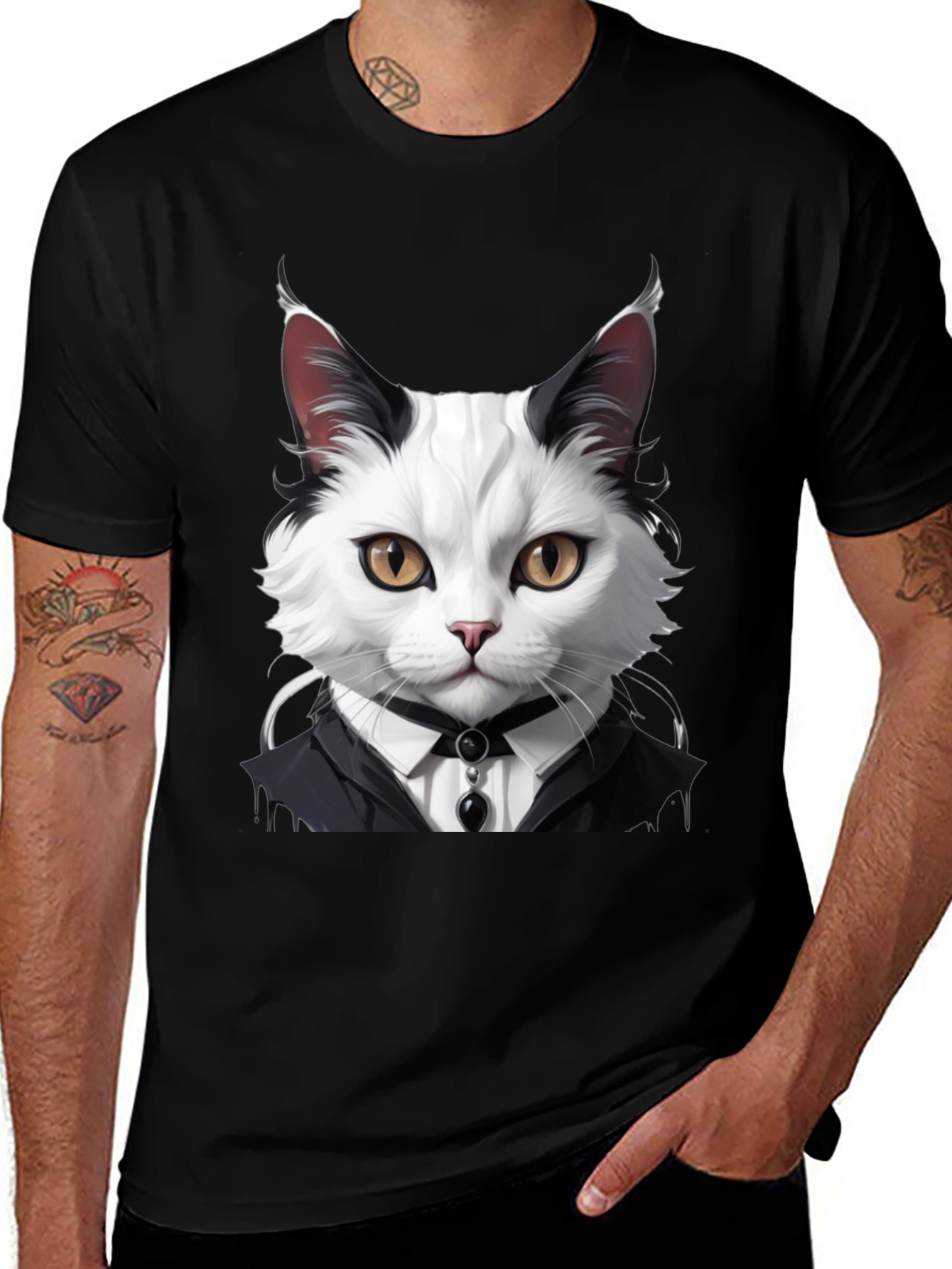 Variant 7 of Cat Tuxedo T-Shirt - Feline Formal Wear