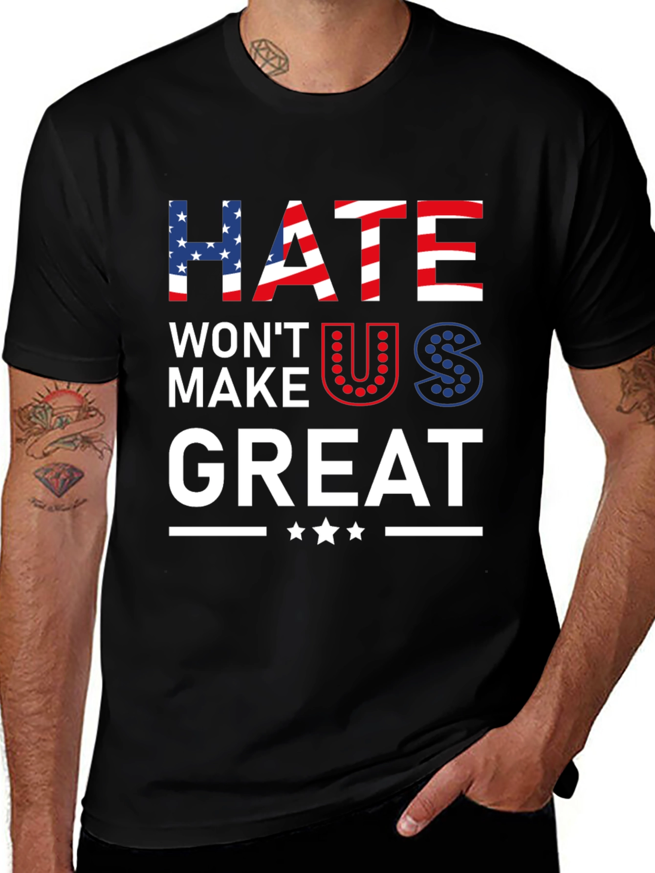 Variant 18 of Hate Won't Make Us Great Patriotic Graphic Tee