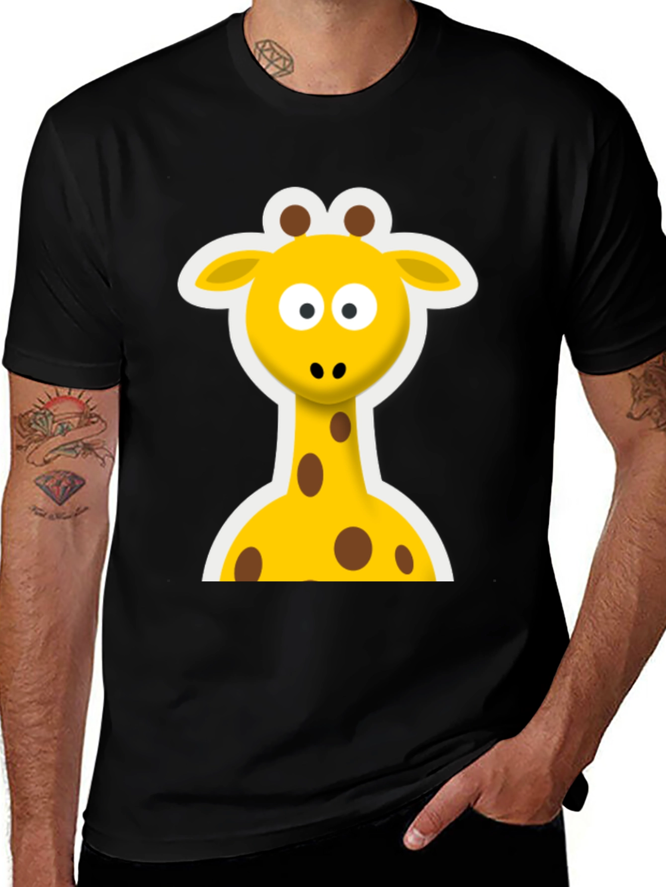 Variant 27 of Cute Giraffe Graphic Black T-Shirt