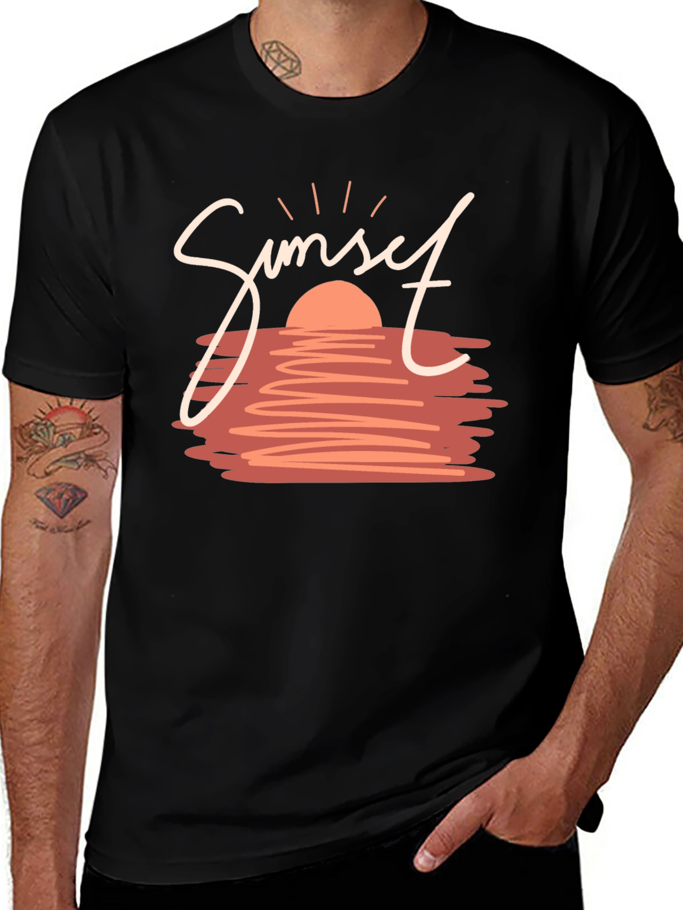 Variant 9 of Sunset Graphic T-Shirt - Black