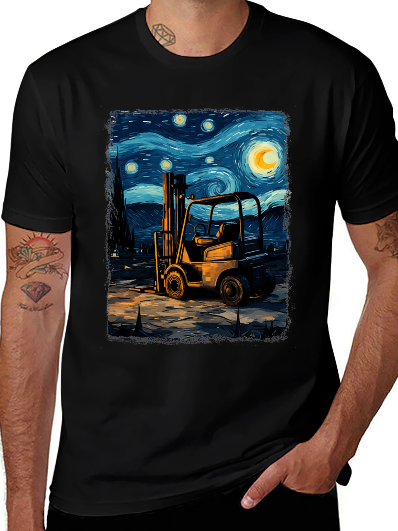 Variant 8 of Forklift Starry Night Art Tee
