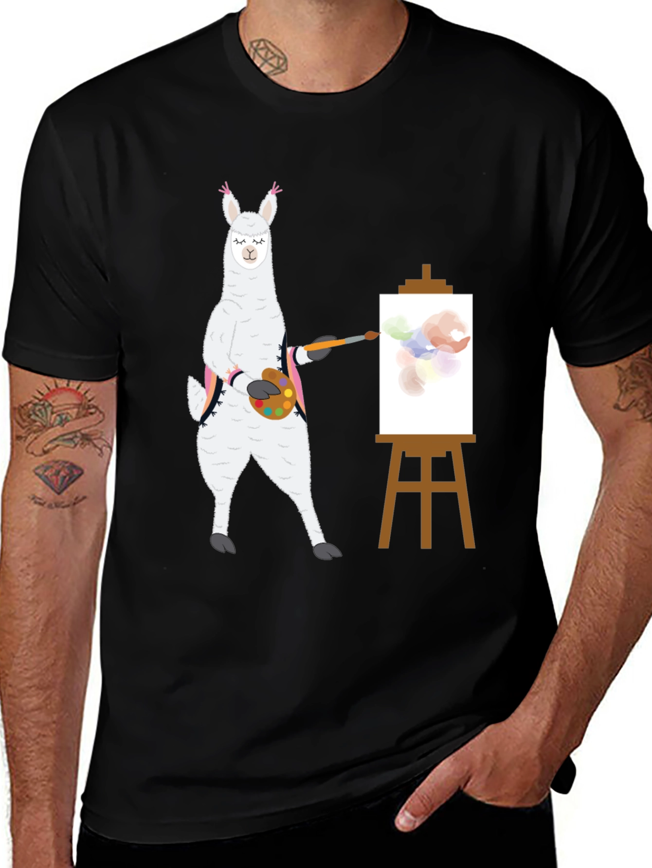 Variant 26 of Llama Artist T-Shirt - Painter Alpaca Tee