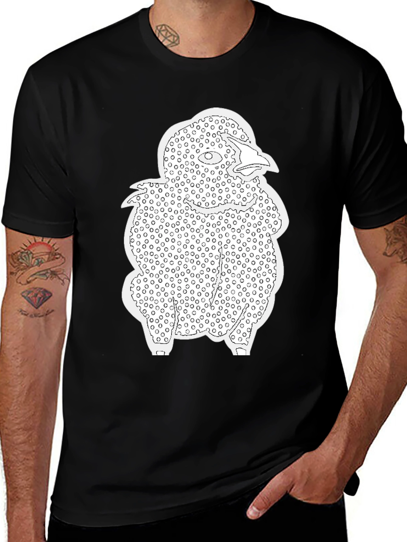 Variant 5 of Abstract Bird Print T-Shirt - Black