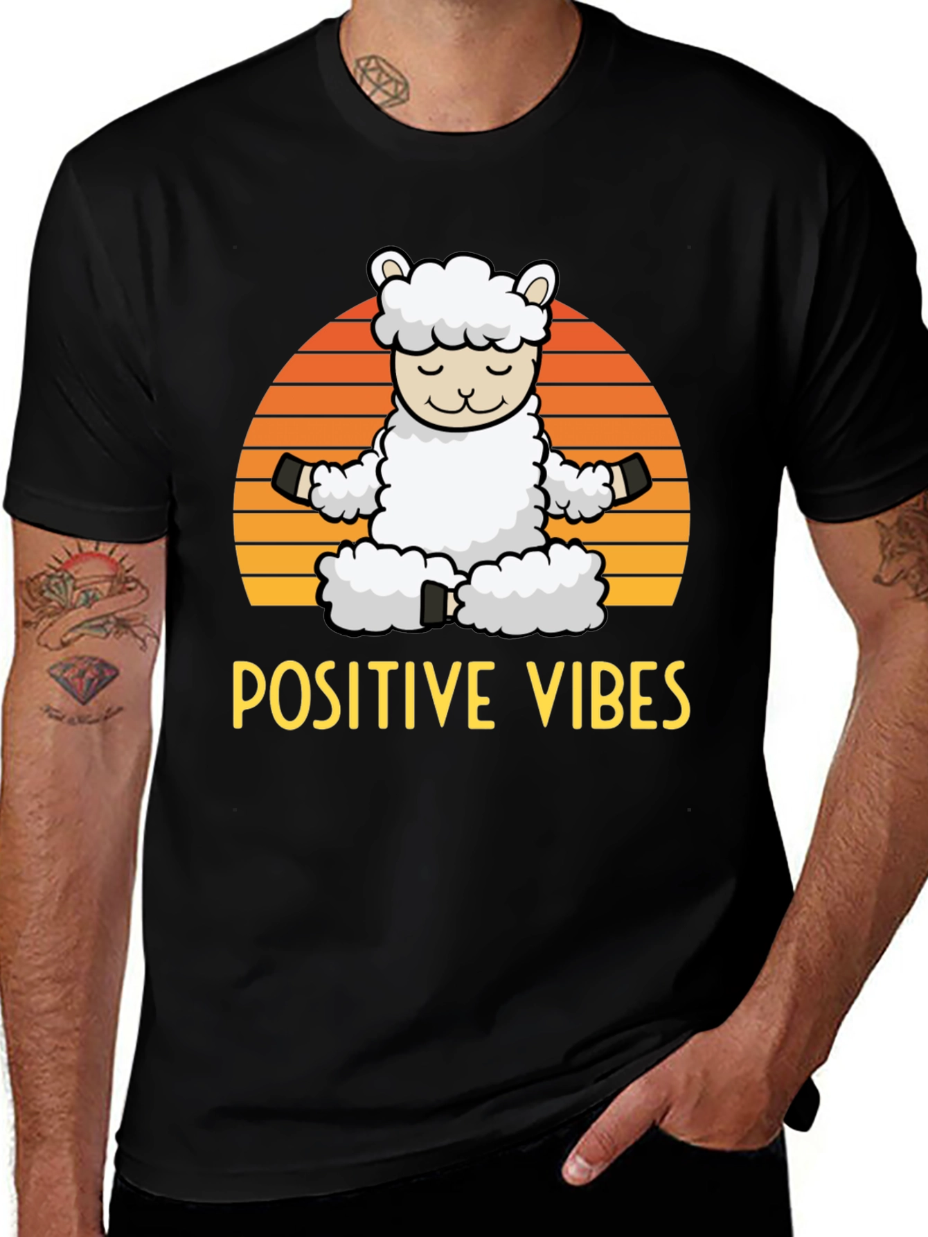Variant 28 of Positive Vibes Llama Graphic Tee