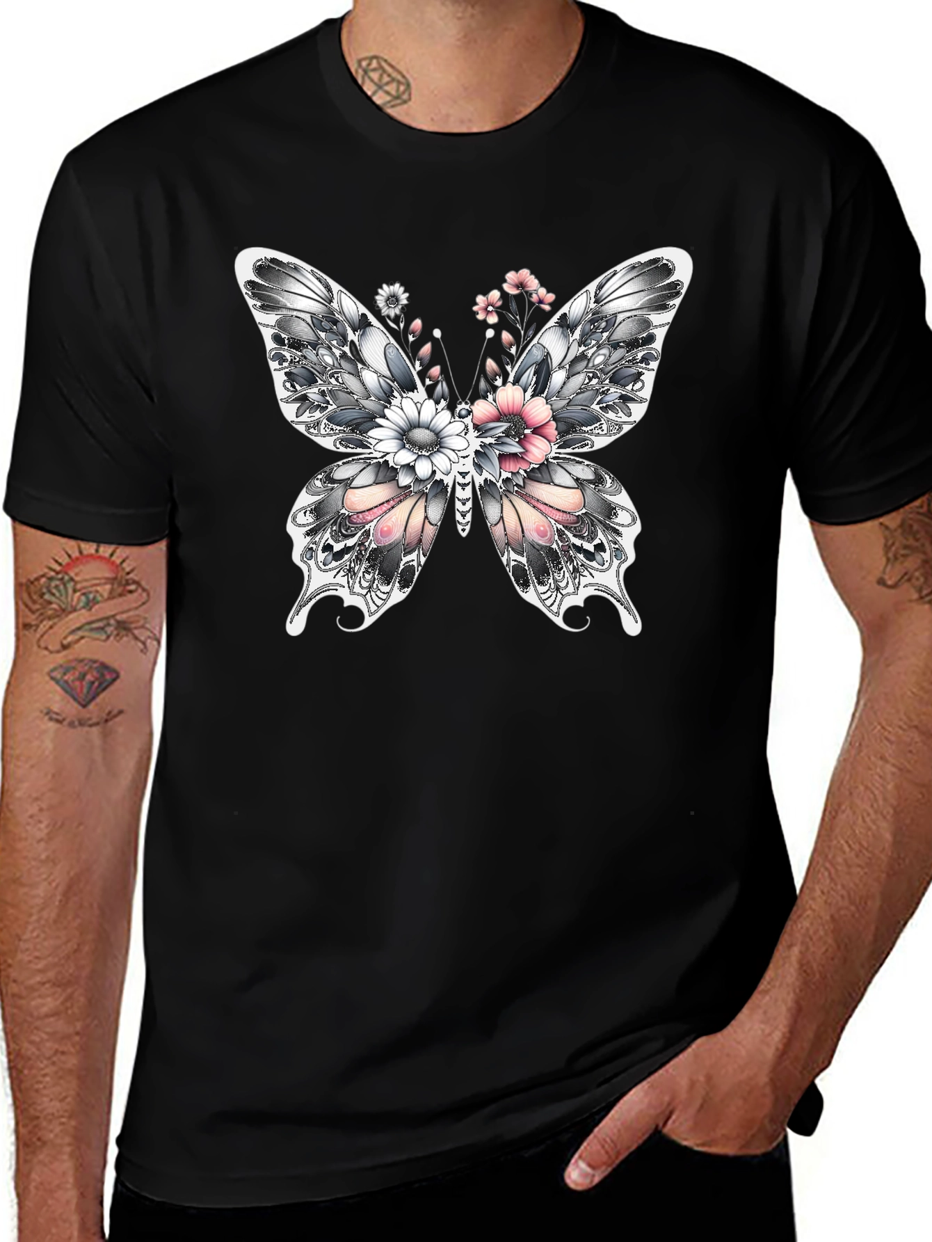 Variant 20 of Floral Butterfly Graphic Tee - Trendy & Unique Design