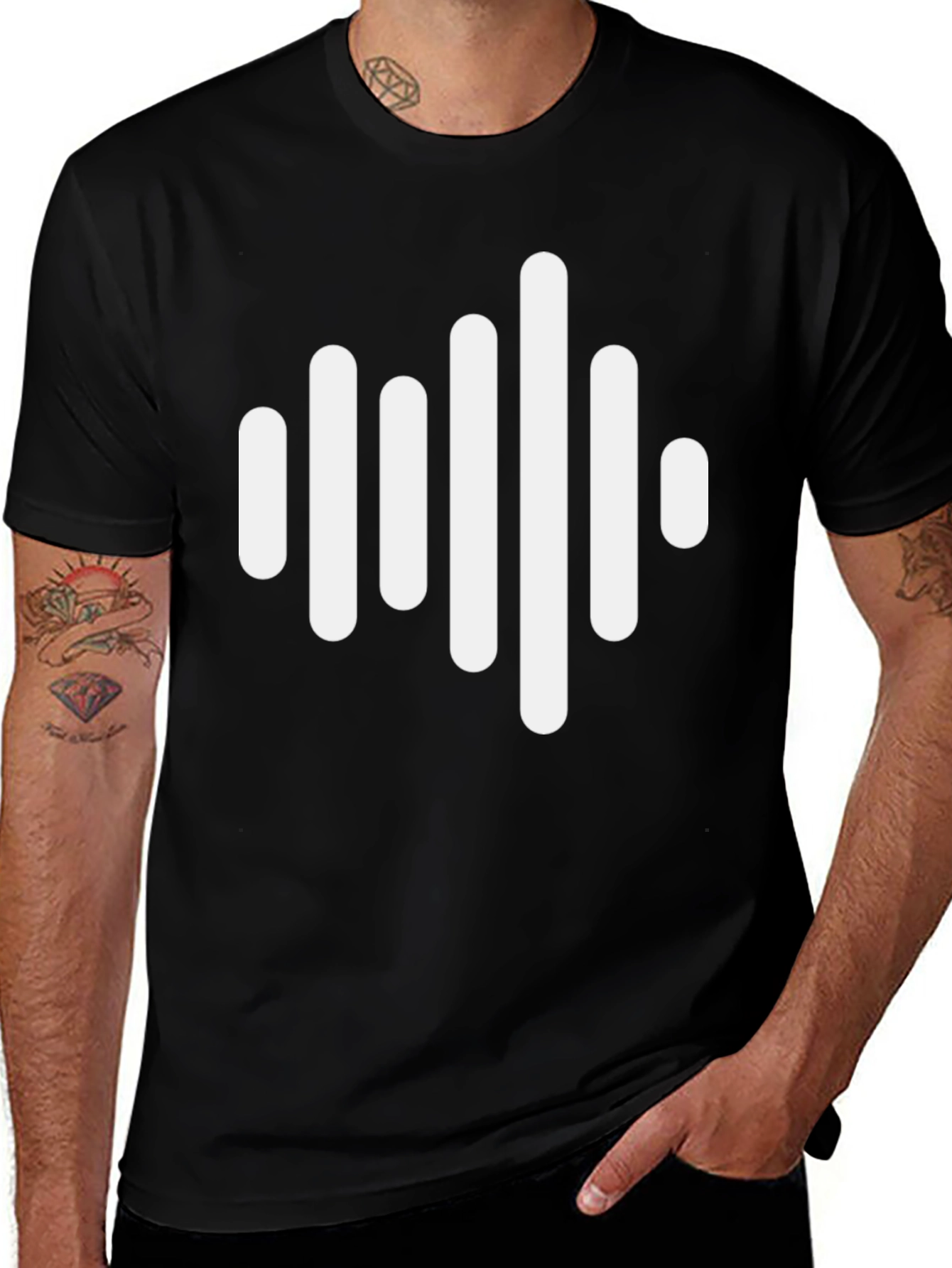 Variant 14 of Sound Wave Graphic Tee - Black Crew Neck Casual T-Shirt