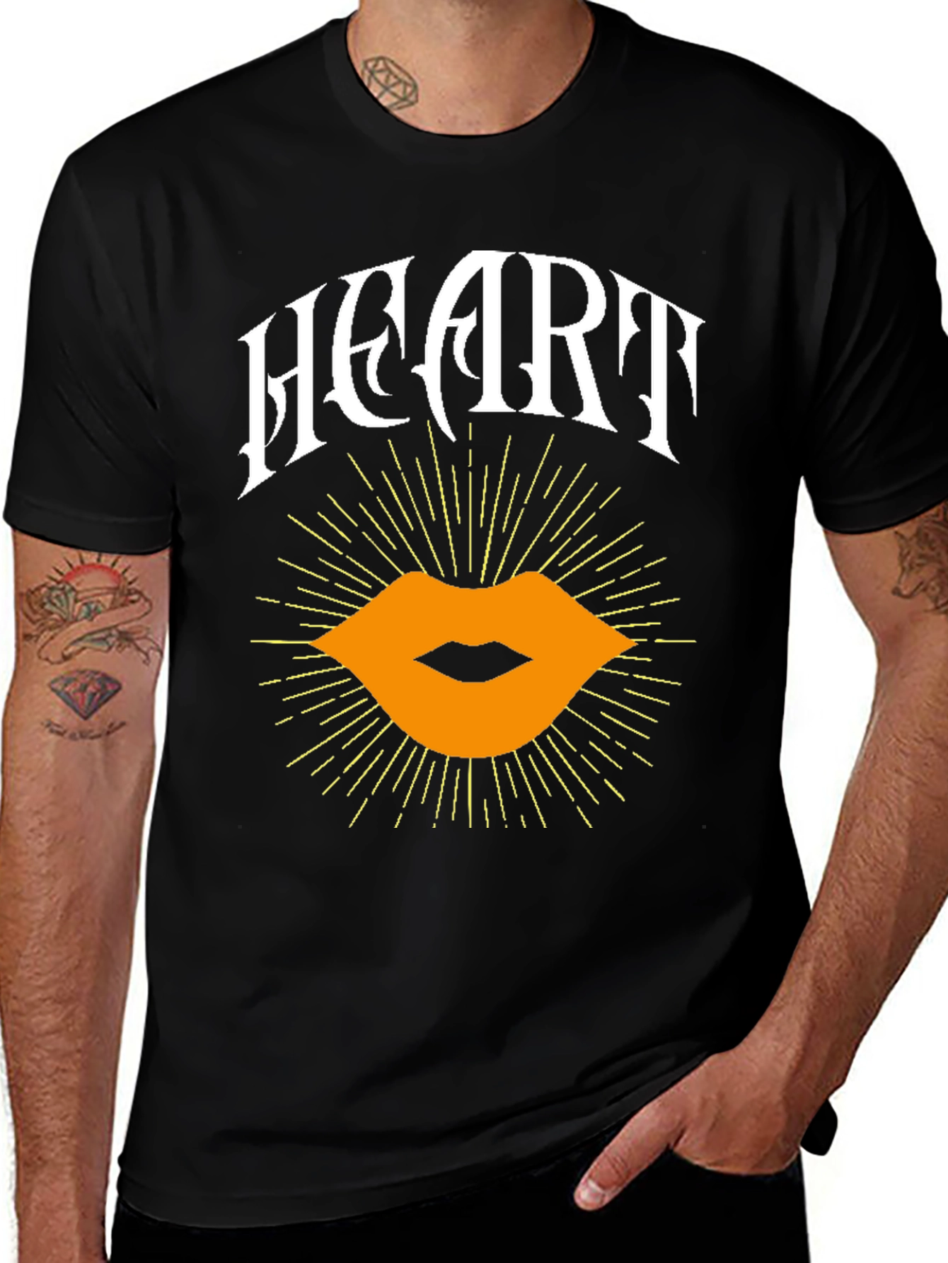 Variant 27 of Heart Lips Graphic Black T-Shirt
