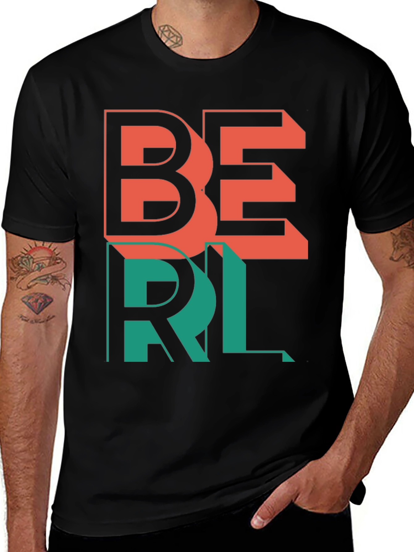 Variant 10 of Trendy "BERL" Graphic Tee - Casual Streetwear