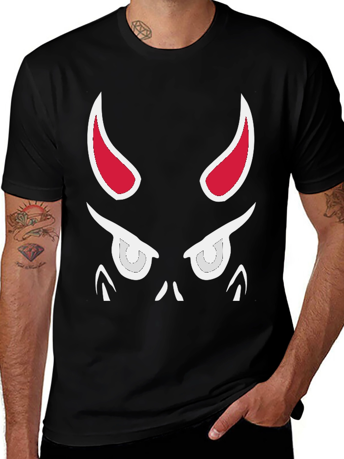 Variant 22 of Devil Face Graphic Tee - Black Cotton T-Shirt