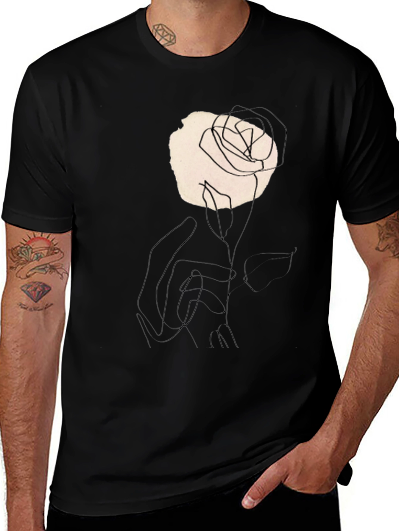 Variant 8 of Abstract Rose Graphic Tee - Unisex Black T-Shirt
