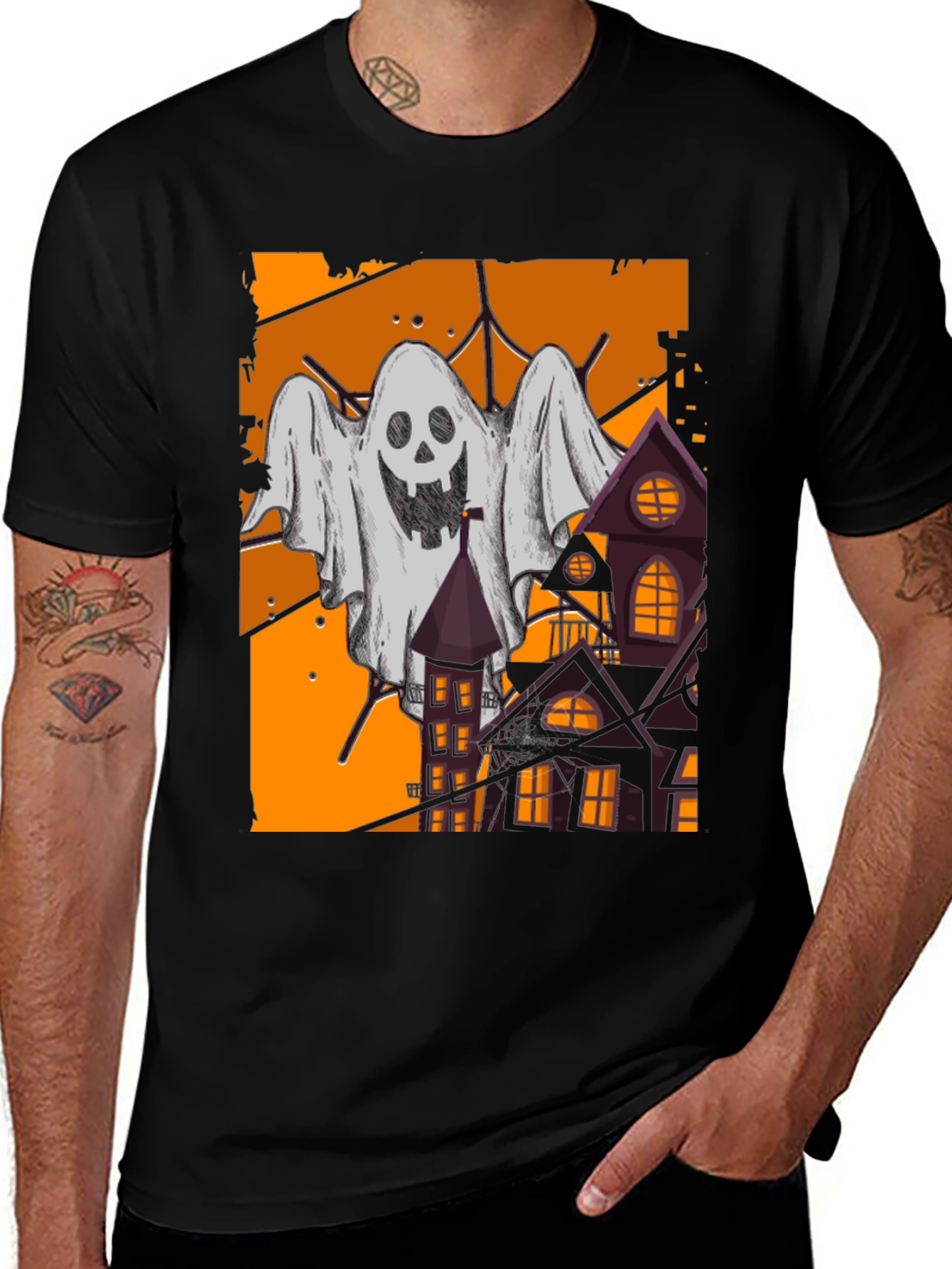 Variant 4 of Spooky Ghost & Haunted House T-Shirt