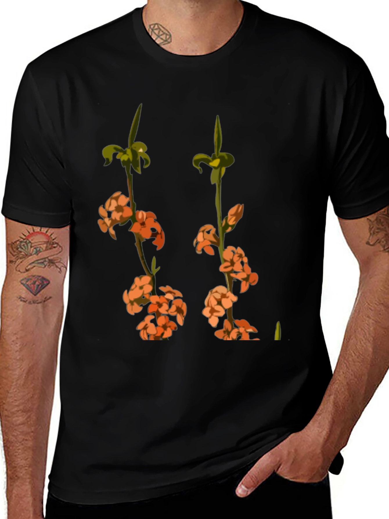 Variant 13 of Floral Graphic Black T-Shirt