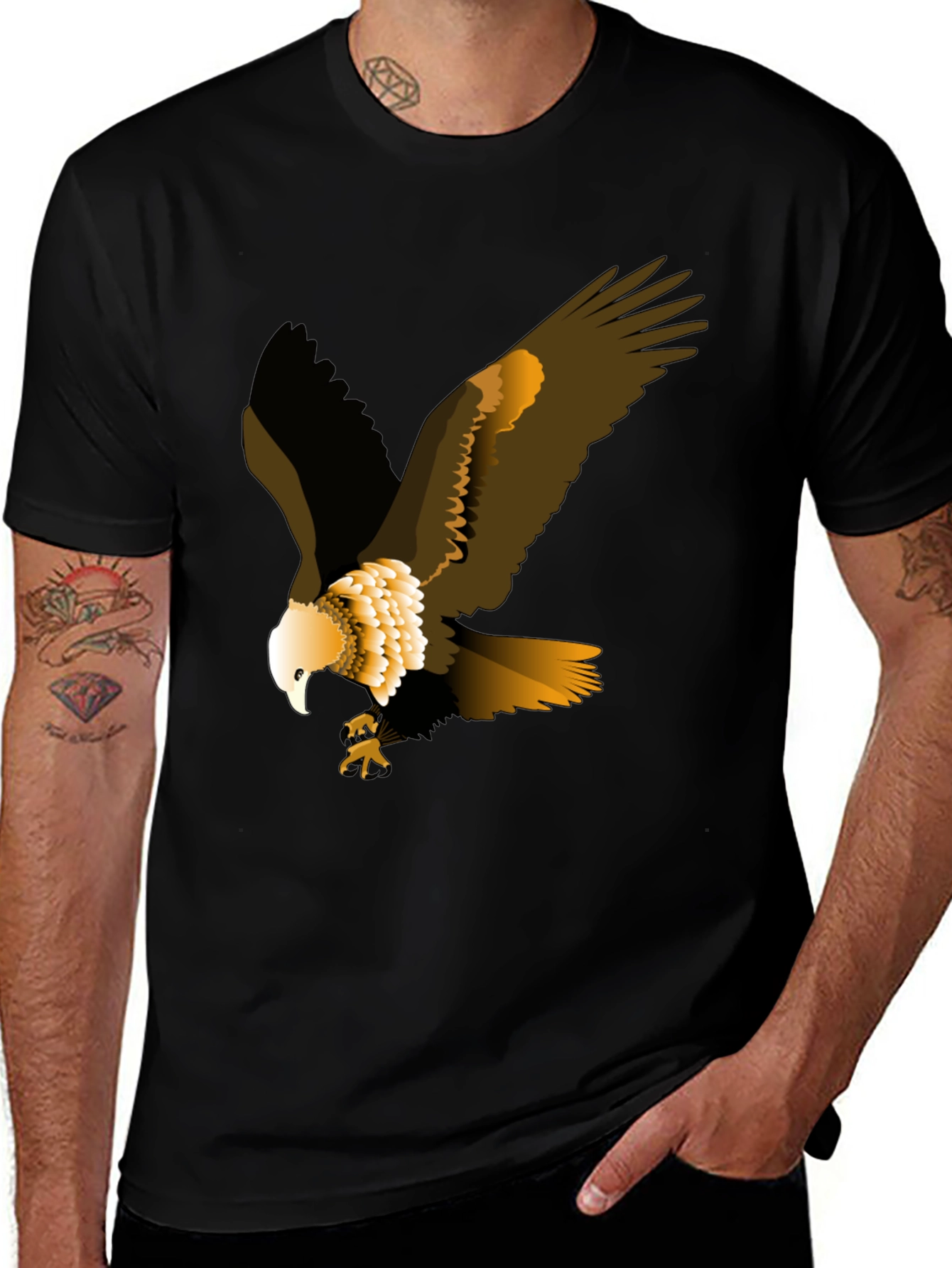 Variant 30 of Eagle Graphic Print T-Shirt - Men's Black Tee